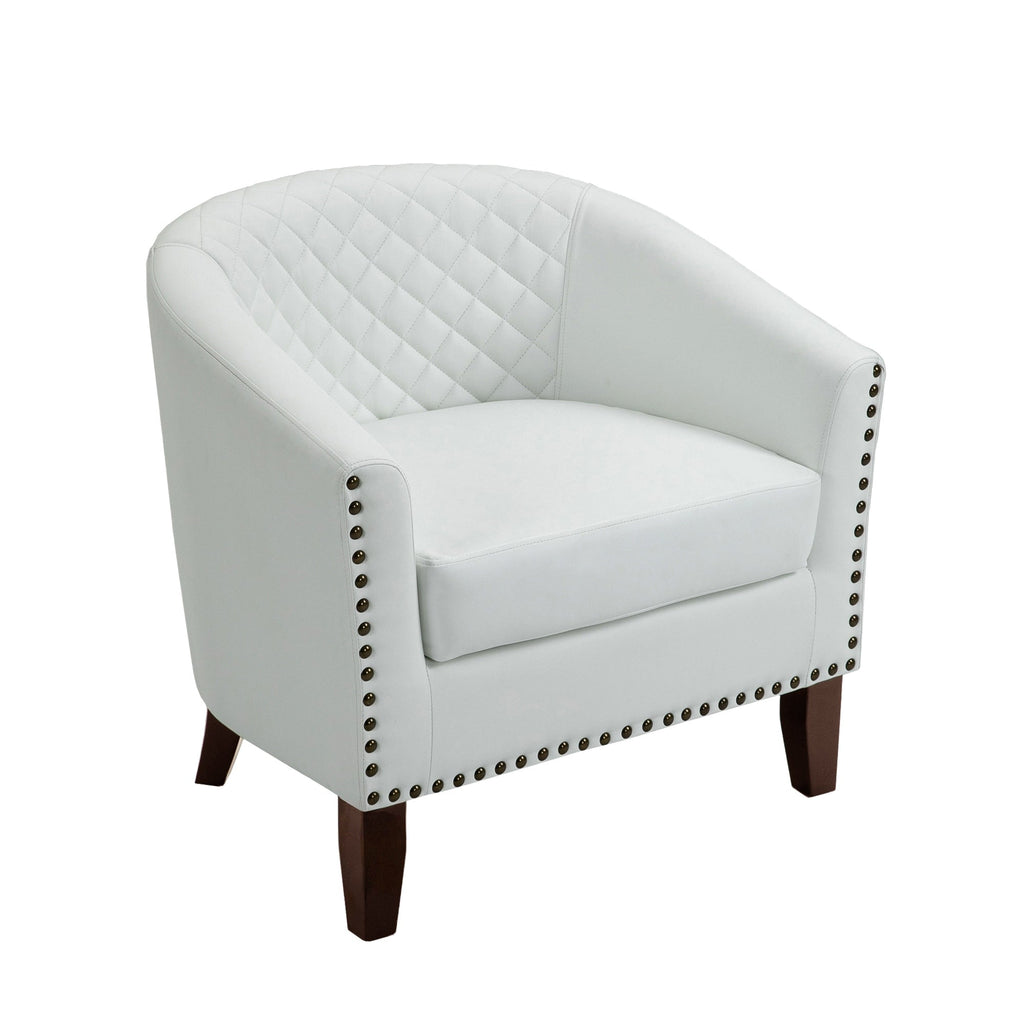 Lot de 2 chaises d'appoint tonneau en cuir vegan de 29 W avec garniture cloutée