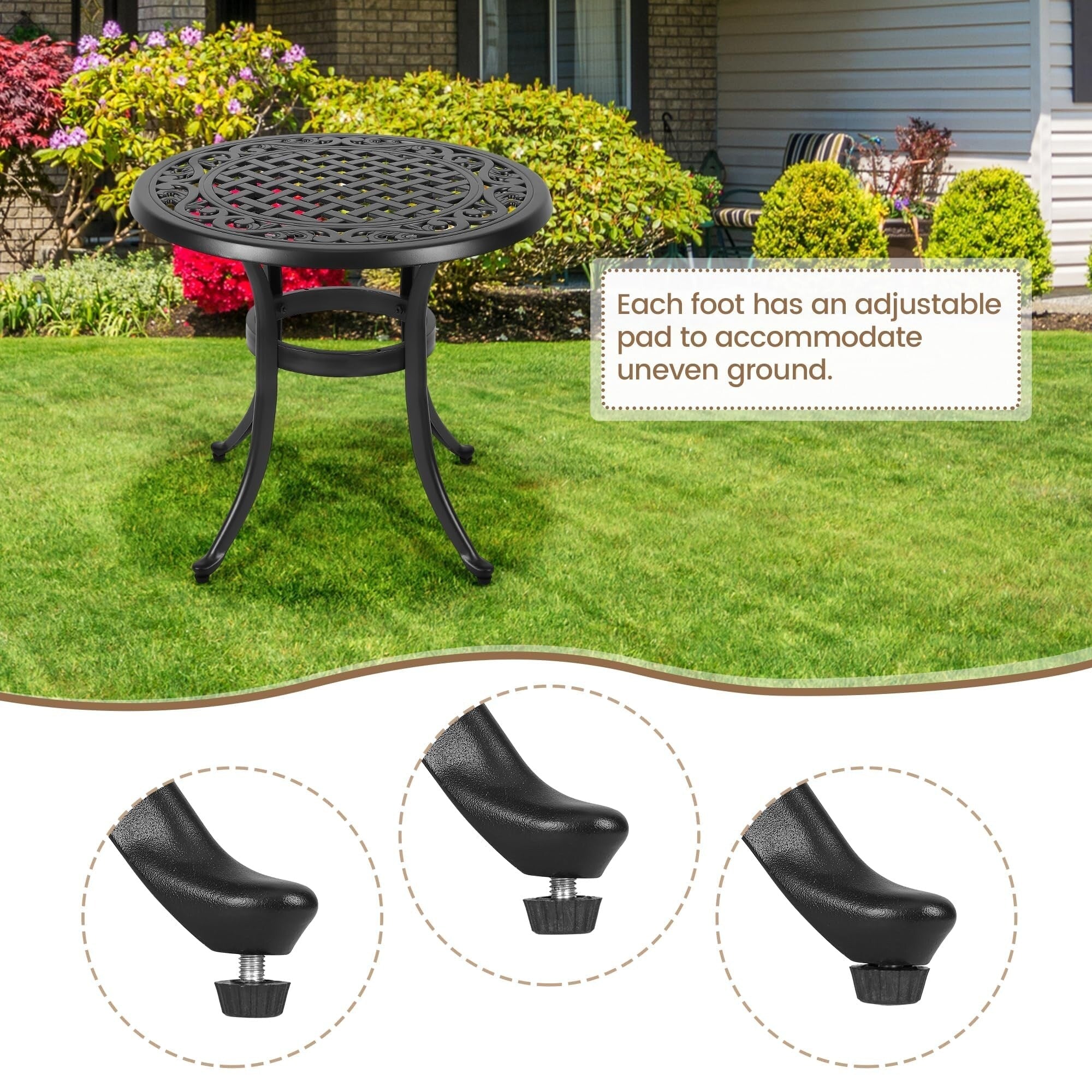 23.22 Round Cast Aluminum Outdoor Bistro Table，Mosaic Outdoor Round Side Table