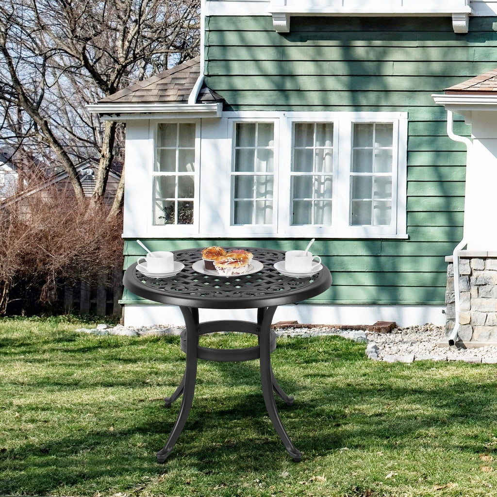 23.22 Round Cast Aluminum Outdoor Bistro Table，Mosaic Outdoor Round Side Table