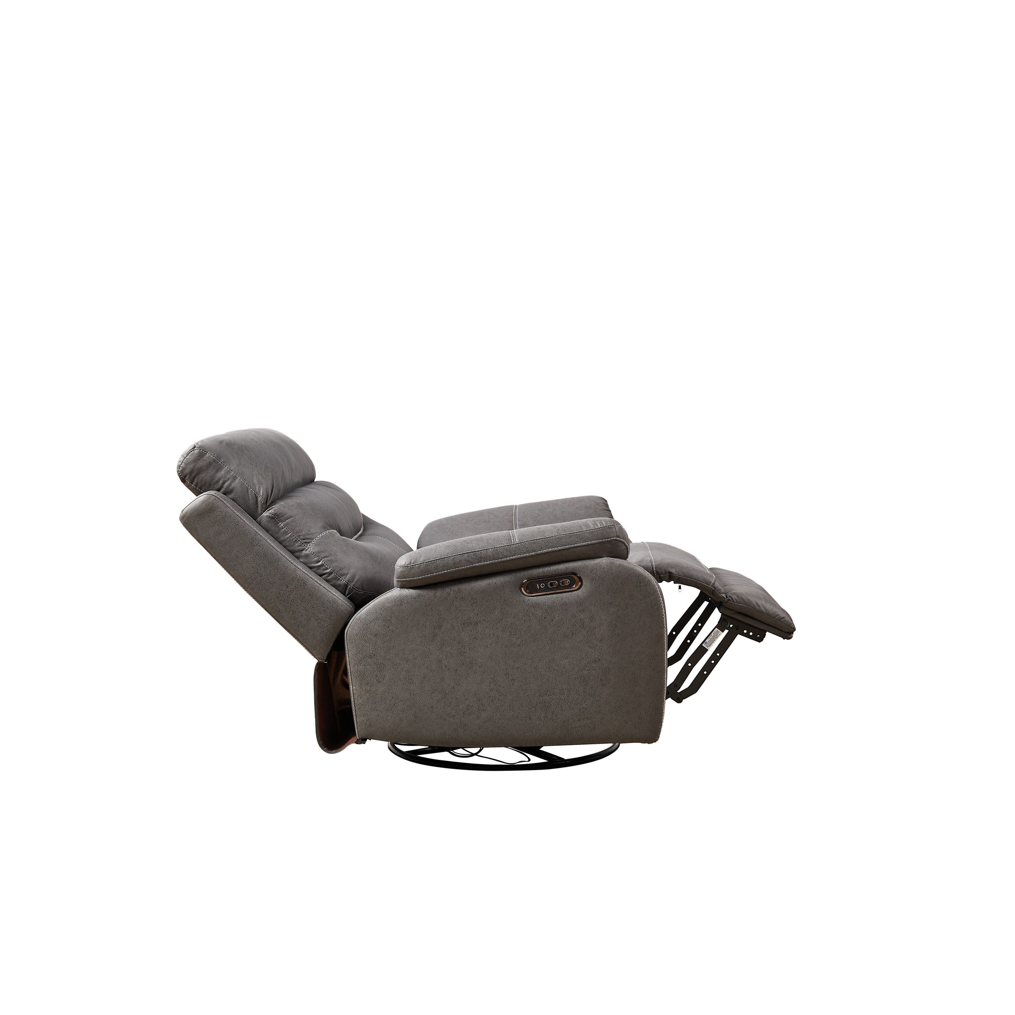 Fauteuil inclinable pivotant à 240° avec double moteur, appui-tête électrique, positions d'inclinaison infinies, ports de chargement USB et repose-pieds
