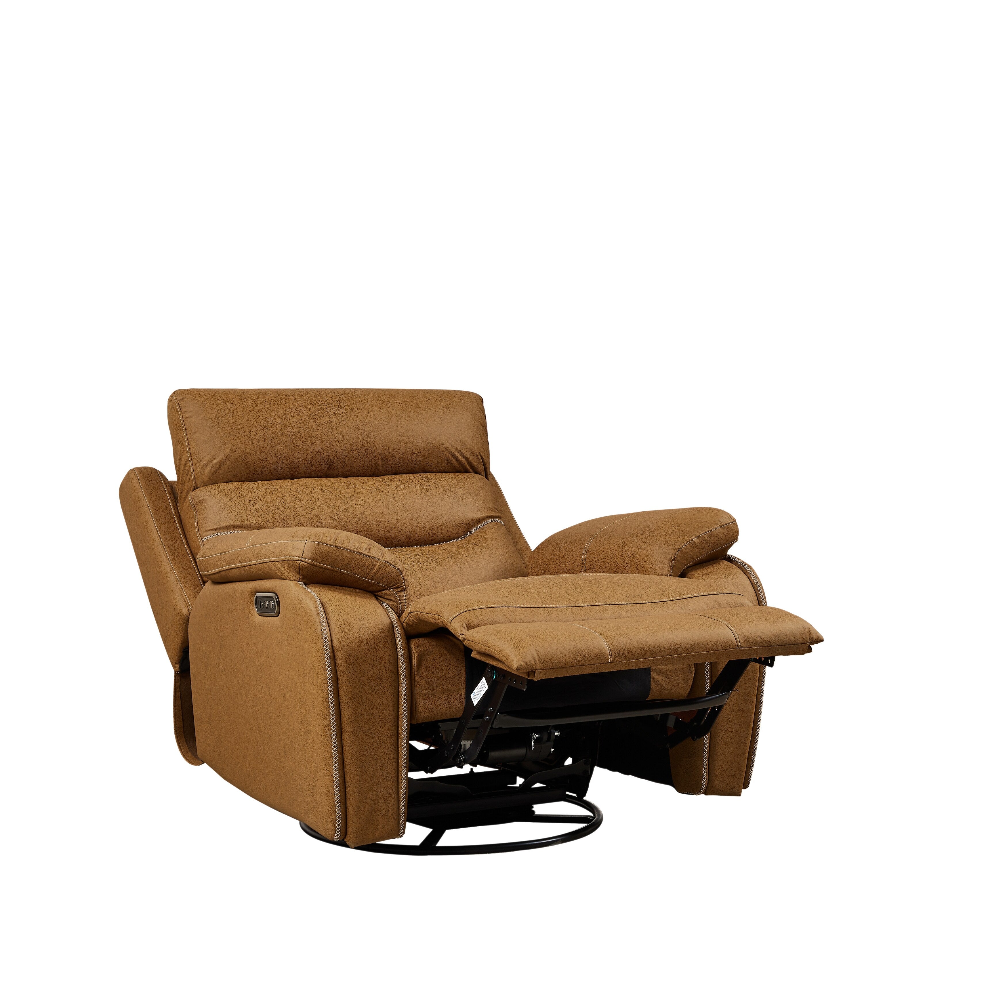 Fauteuil inclinable pivotant à 240° avec double moteur, appui-tête électrique, positions d'inclinaison infinies, ports de chargement USB et repose-pieds