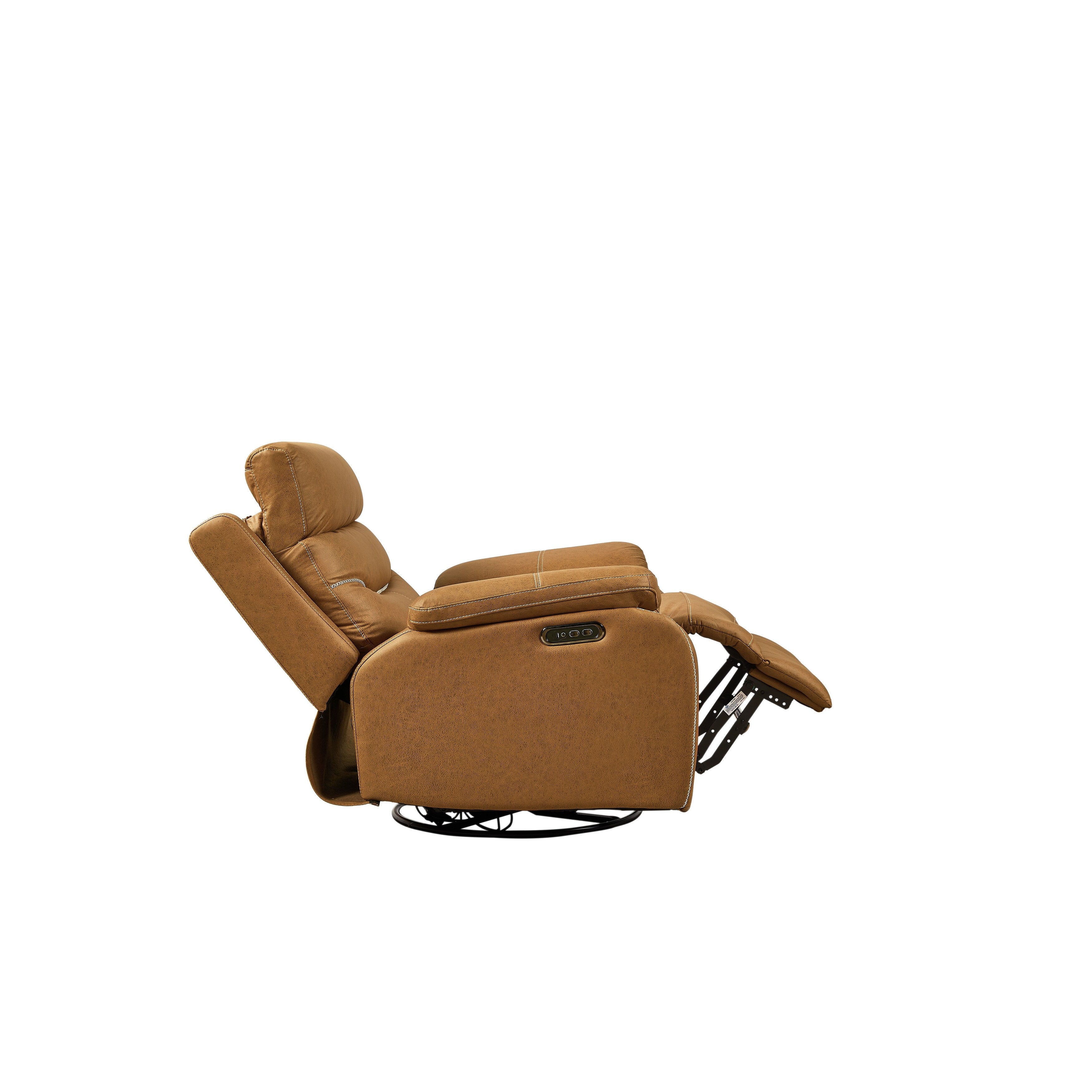 Fauteuil inclinable pivotant à 240° avec double moteur, appui-tête électrique, positions d'inclinaison infinies, ports de chargement USB et repose-pieds