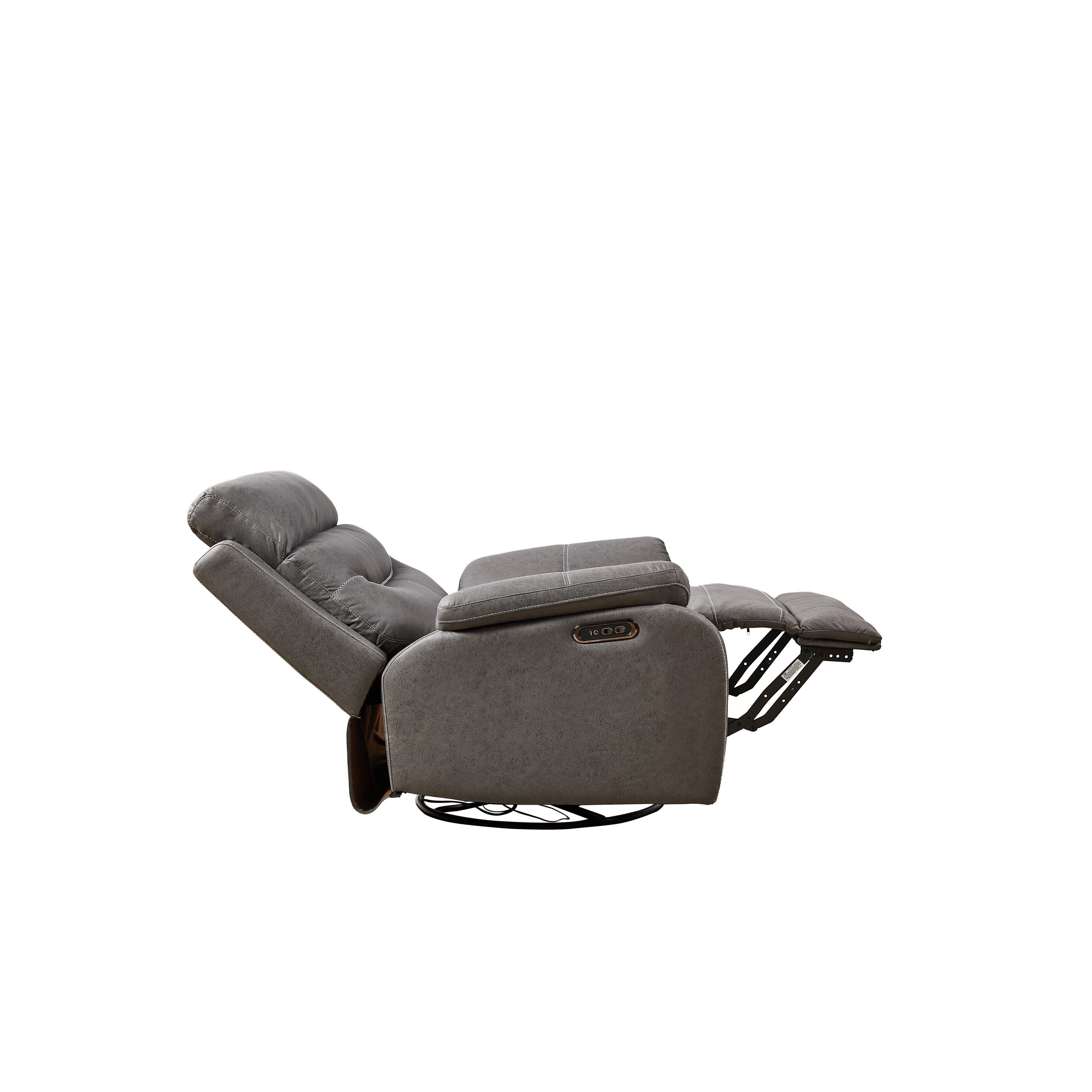 Fauteuil inclinable pivotant à 240° avec double moteur, appui-tête électrique, positions d'inclinaison infinies, ports de chargement USB et repose-pieds
