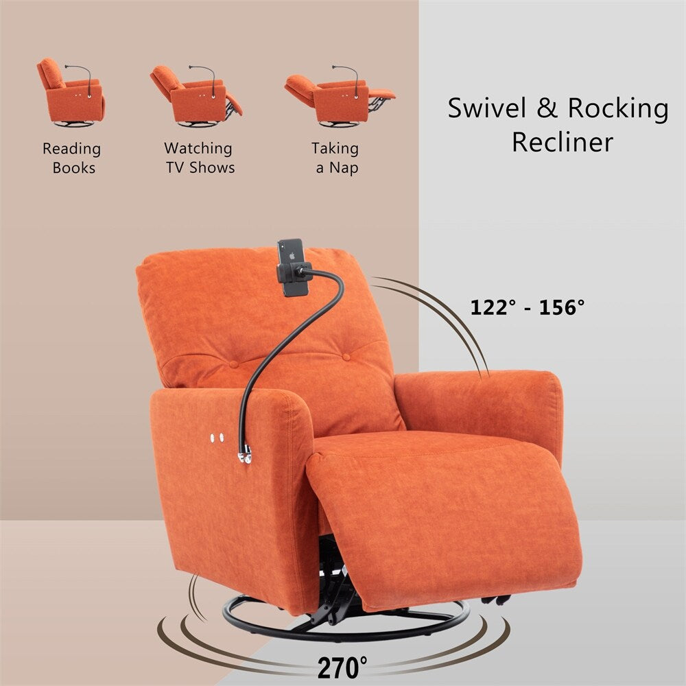Fauteuil inclinable électrique pivotant à 270 degrés avec support de téléphone