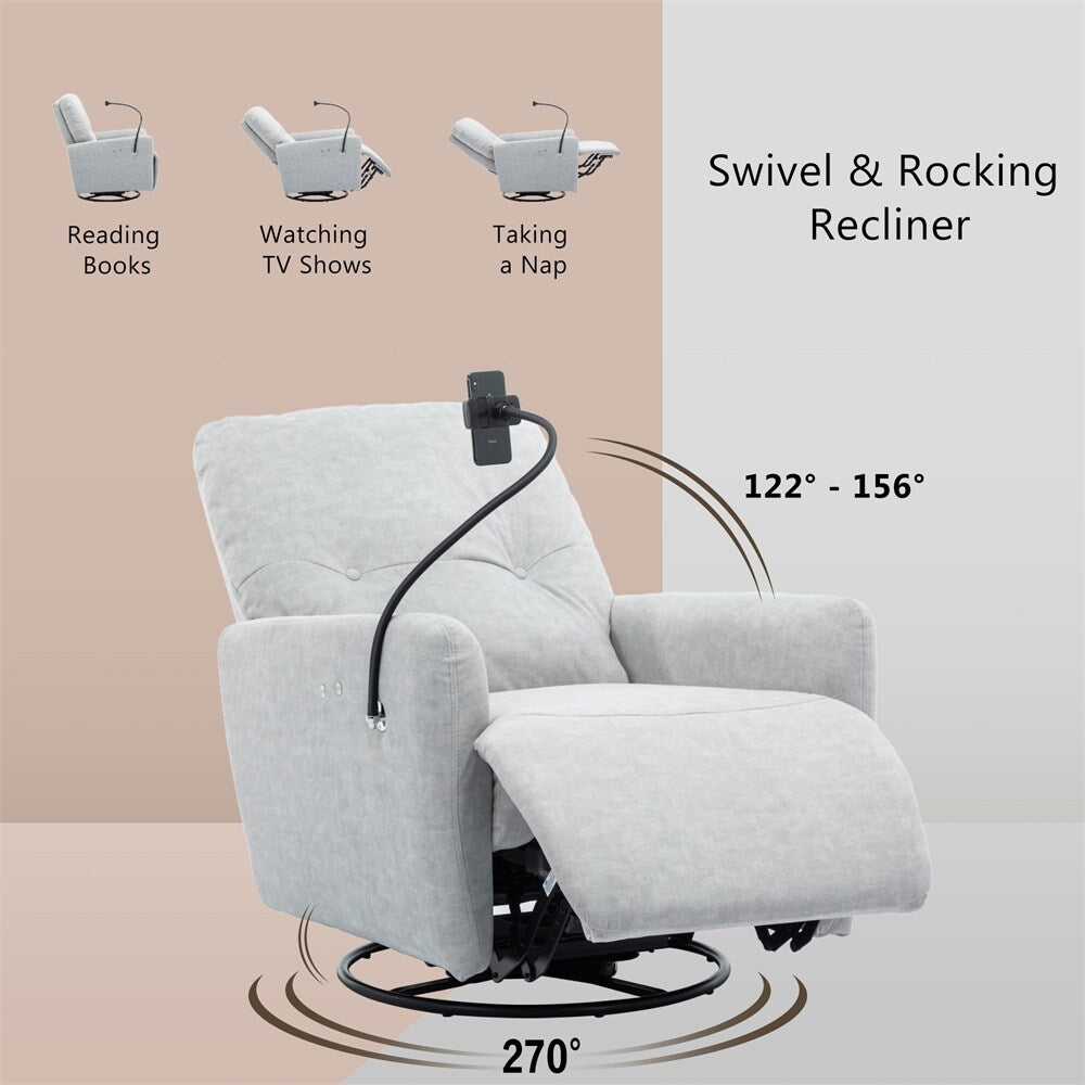 Fauteuil inclinable électrique pivotant à 270 degrés avec support de téléphone