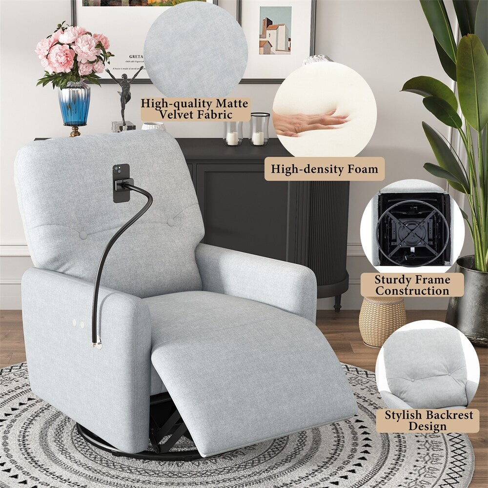Fauteuil inclinable électrique pivotant à 270 degrés avec support de téléphone