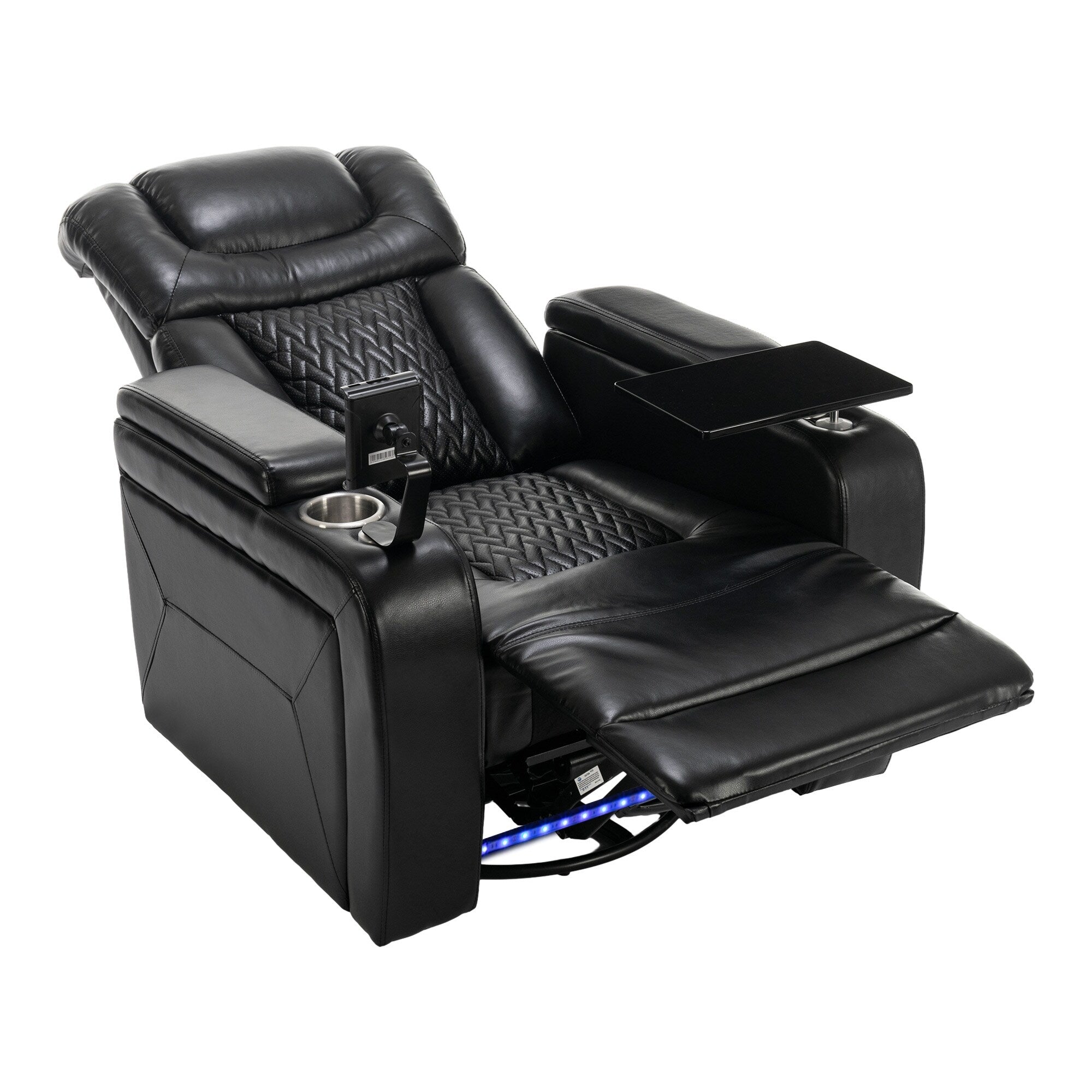 Fauteuil inclinable électrique pivotant à 270 degrés, siège individuel, fauteuil inclinable pour home cinéma, avec plateau, support pour téléphone, porte-gobelet et port USB