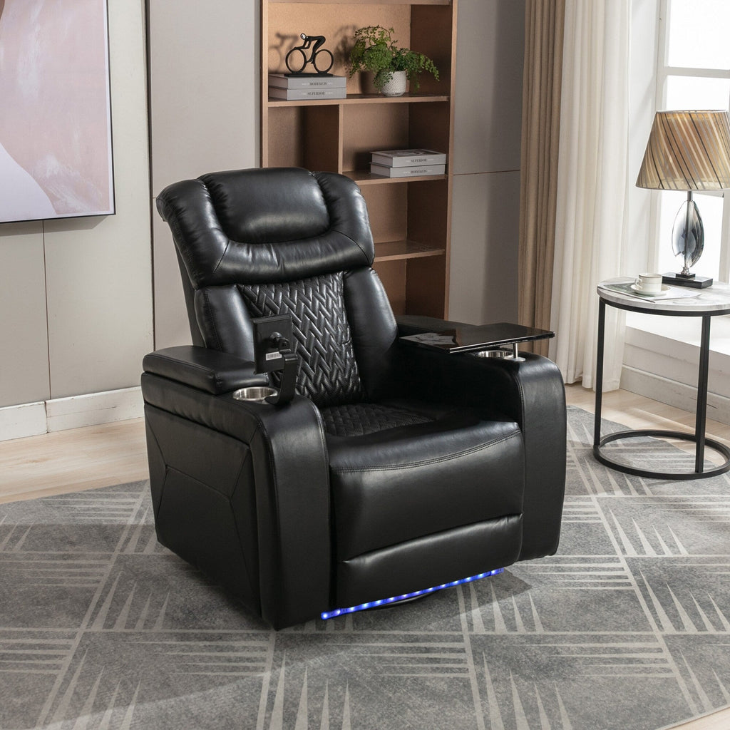 Fauteuil inclinable électrique pivotant à 270 degrés, siège individuel, fauteuil inclinable pour home cinéma, avec plateau, support pour téléphone, porte-gobelet et port USB