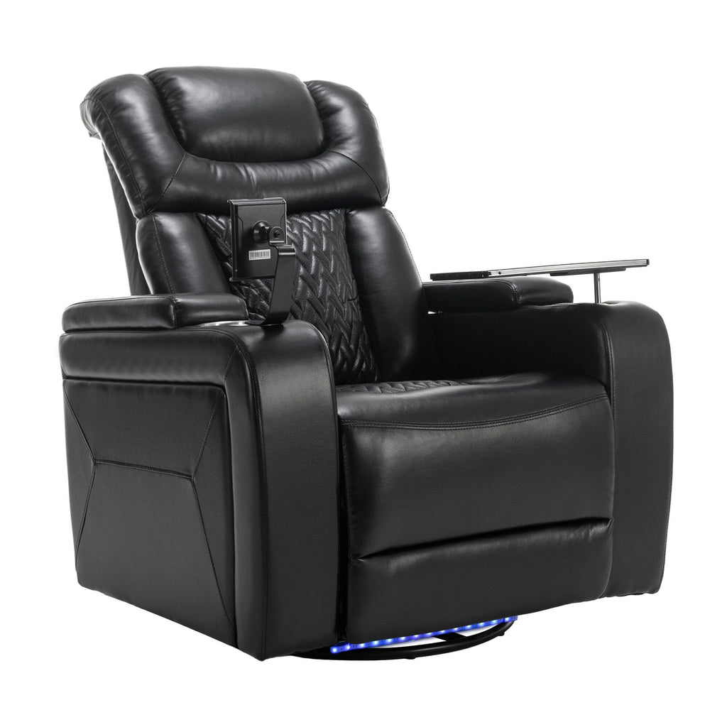 Fauteuil inclinable électrique pivotant à 270 degrés, siège individuel, fauteuil inclinable pour home cinéma, avec plateau, support pour téléphone, porte-gobelet et port USB
