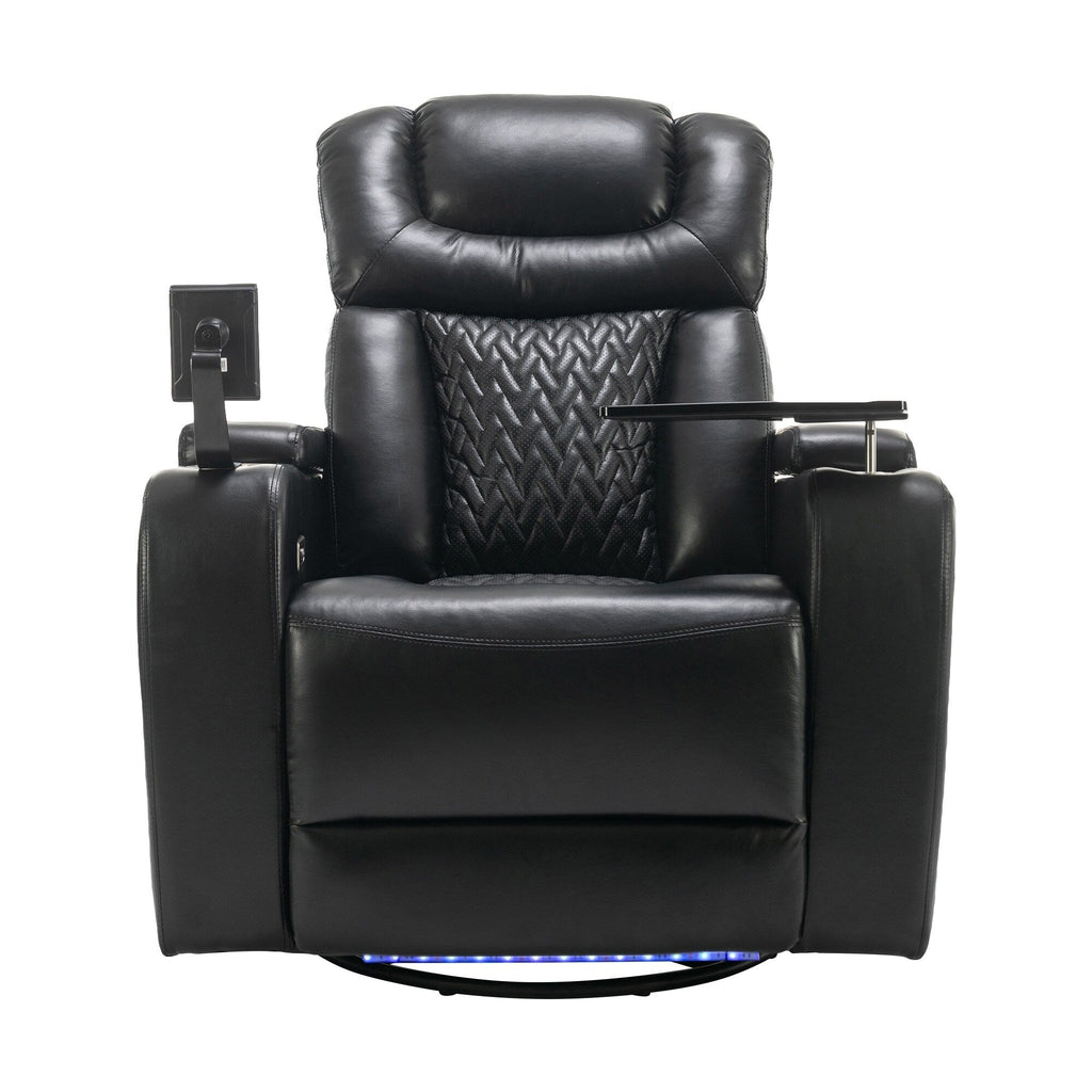 Fauteuil inclinable électrique pivotant à 270 degrés, siège individuel, fauteuil inclinable pour home cinéma, avec plateau, support pour téléphone, porte-gobelet et port USB