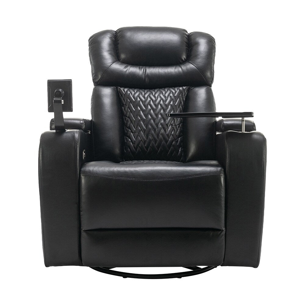 Fauteuil inclinable électrique pivotant à 270°, fauteuil multimédia avec multi-plateau et rangement