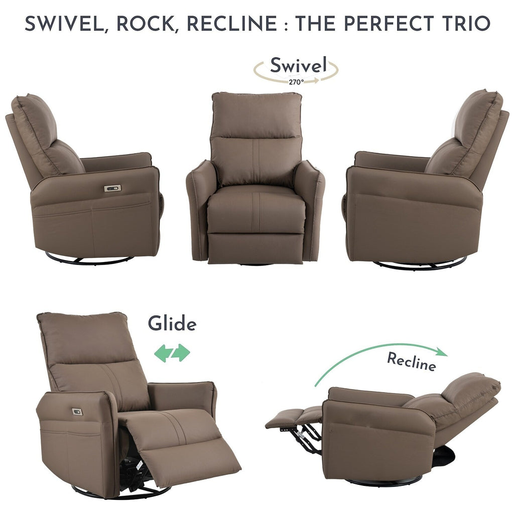 Fauteuil inclinable électrique pivotant à 270° avec ports USB