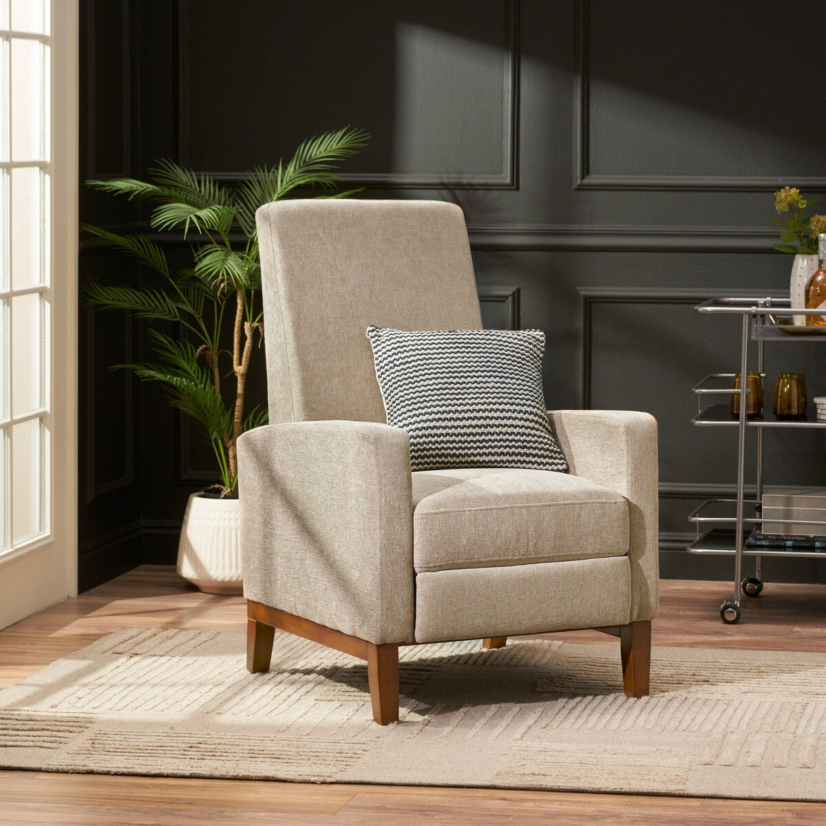 Canapé inclinable classique en bois de 27 pouces de large, fauteuil club manuel et rembourré, meuble de salon