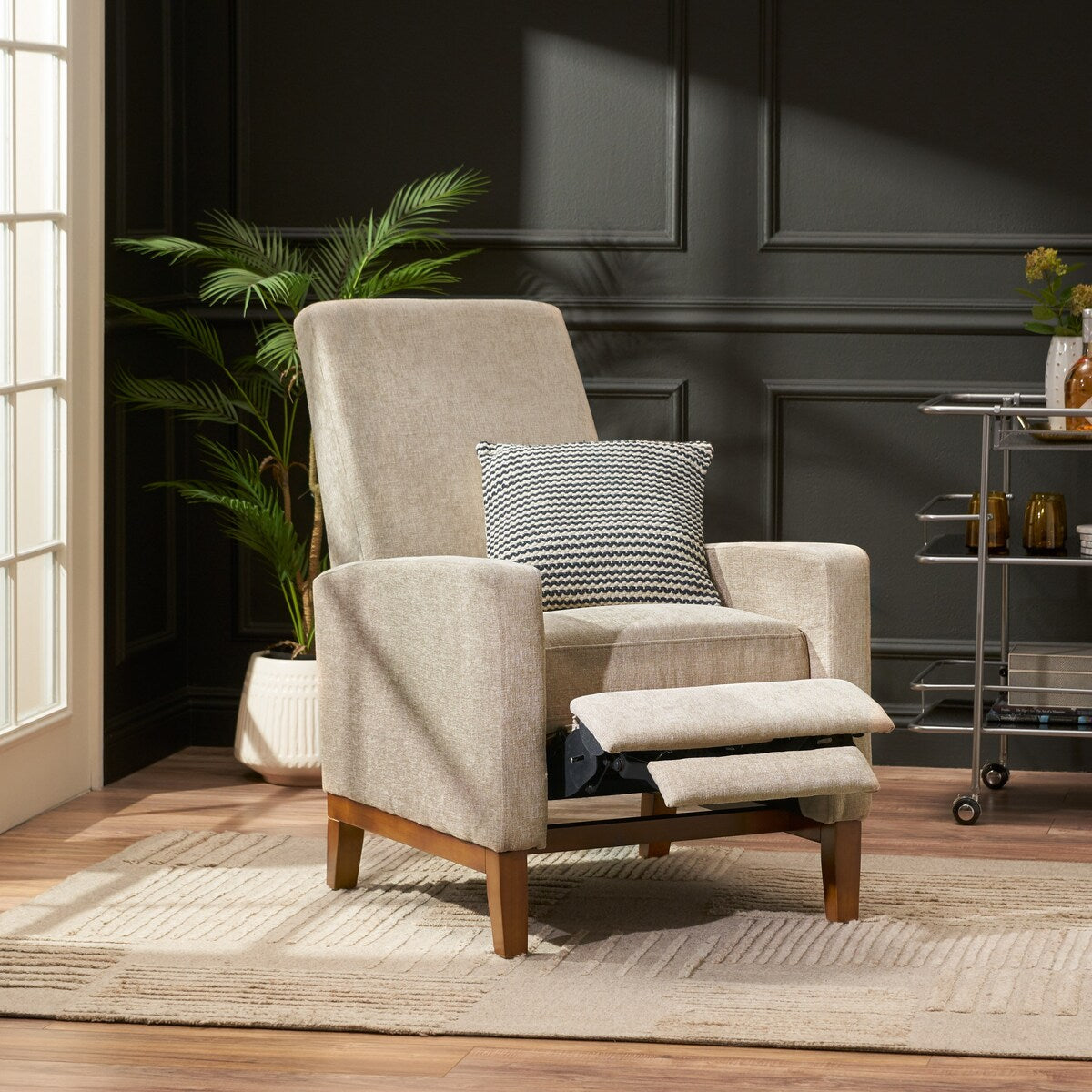 Canapé inclinable classique en bois de 27 pouces de large, fauteuil club manuel et rembourré, meuble de salon