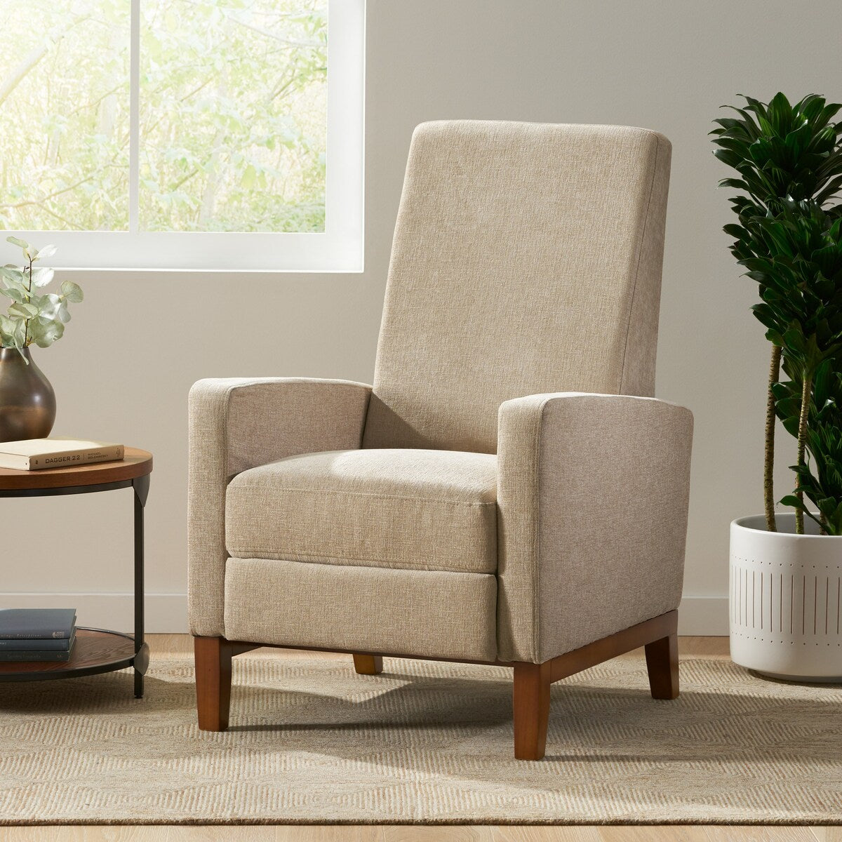 Canapé inclinable classique en bois de 27 pouces de large, fauteuil club manuel et rembourré, meuble de salon