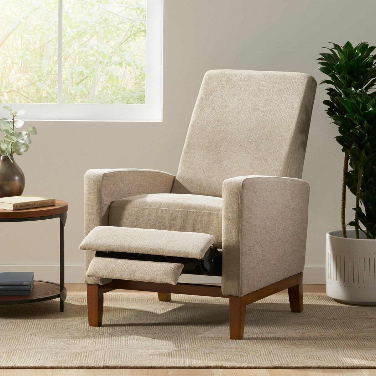 Canapé inclinable classique en bois de 27 pouces de large, fauteuil club manuel et rembourré, meuble de salon