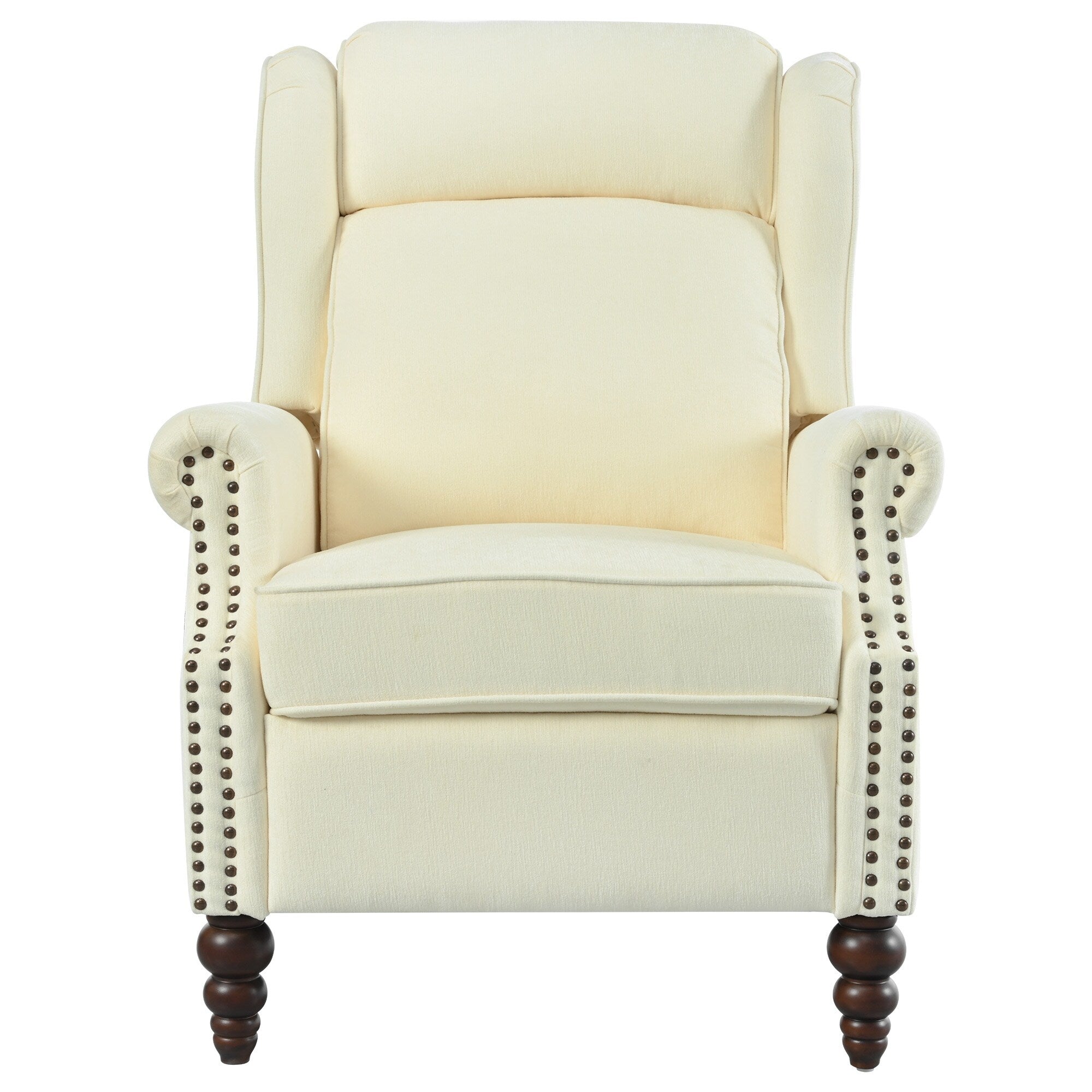 Fauteuil inclinable rembourré avec dossier à oreilles classique et pieds en bois massif en forme de gourde (29,75 $)