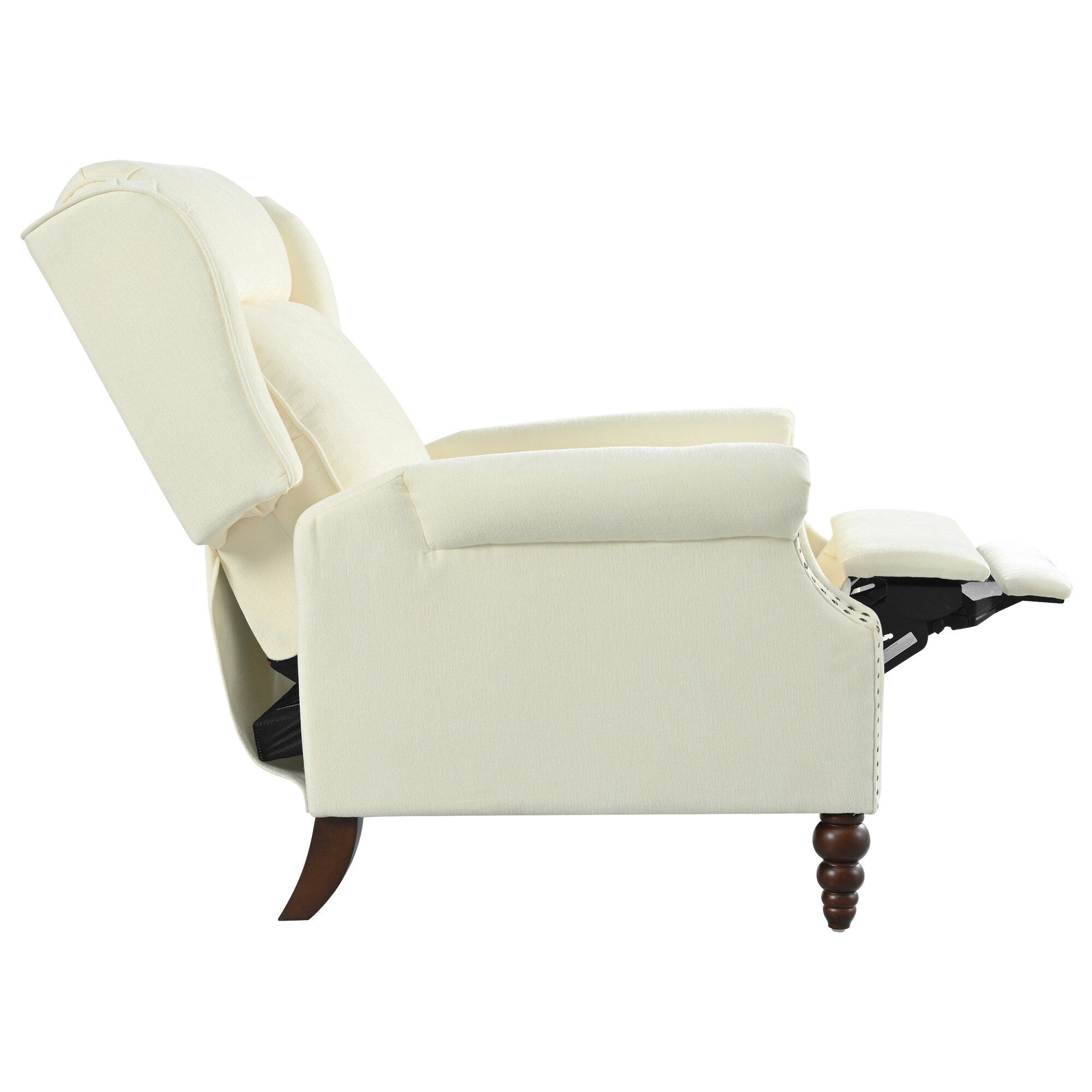 Fauteuil inclinable rembourré avec dossier à oreilles classique et pieds en bois massif en forme de gourde (29,75 $)