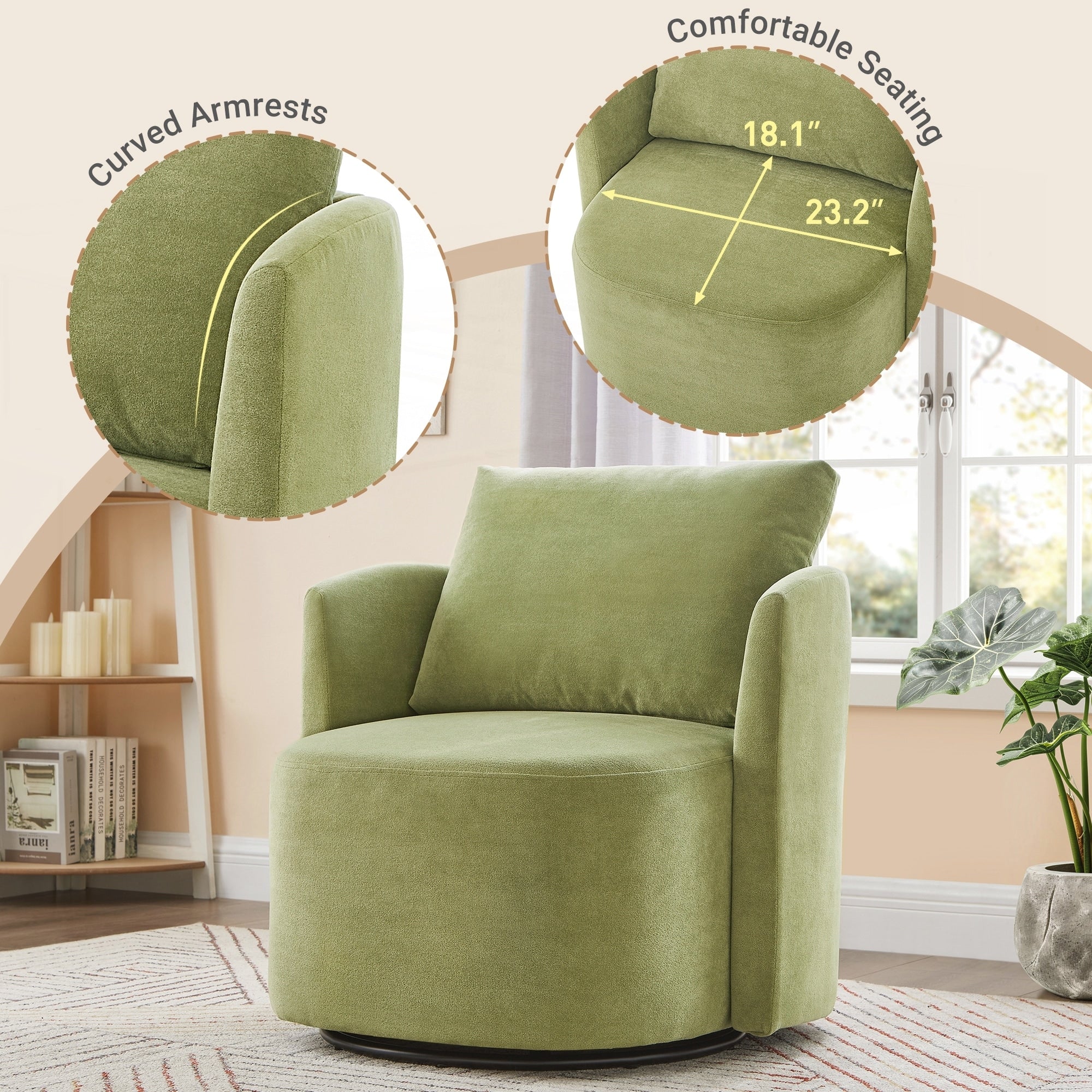 Fauteuil d'appoint en forme de tonneau de 29,9 pouces