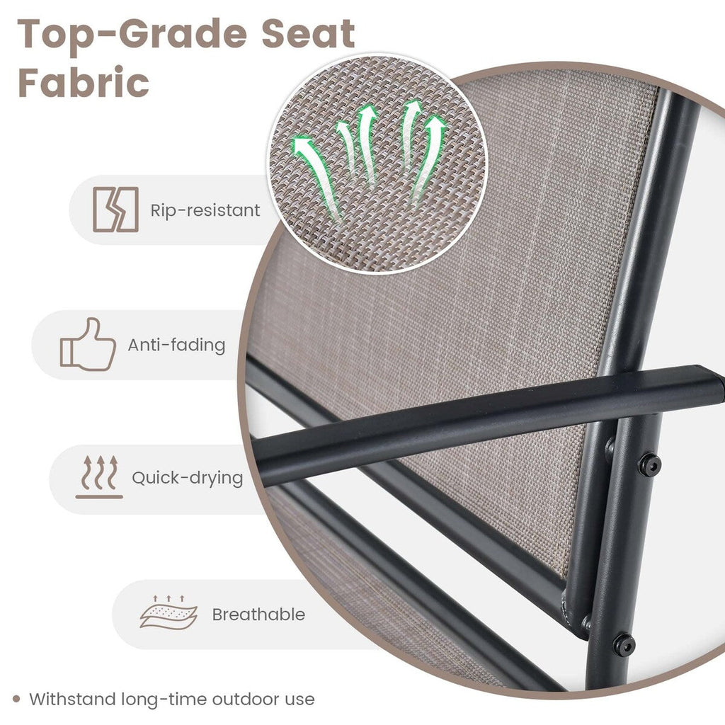 2PCS Patio Glider Set Single Rocking Chair Heavy-Duty Metal Frame