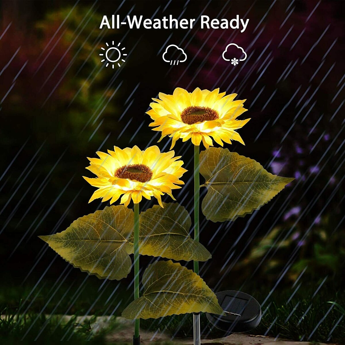 Lot de 2 lampes solaires de jardin à LED en forme de tournesol pour décoration de jardin