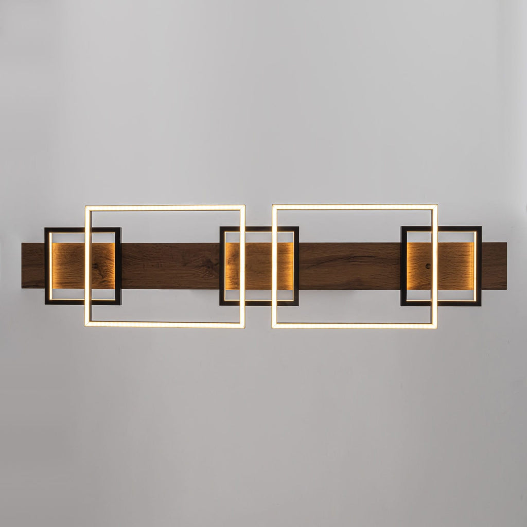 Lustre linéaire en bois à 3 ou 5 lumières LED intégrées pour îlot de cuisine
