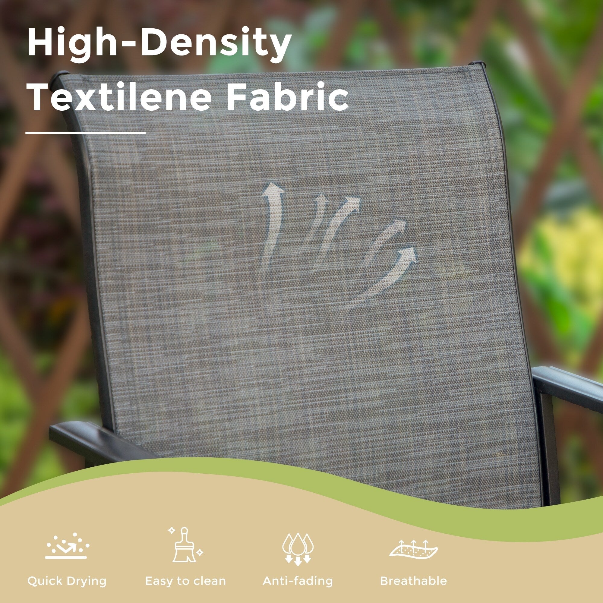 3/5-Piece Patio Bar Stool Set Wood-look Table & Grey Textilene Sling Fabric Swivel Bar Stools