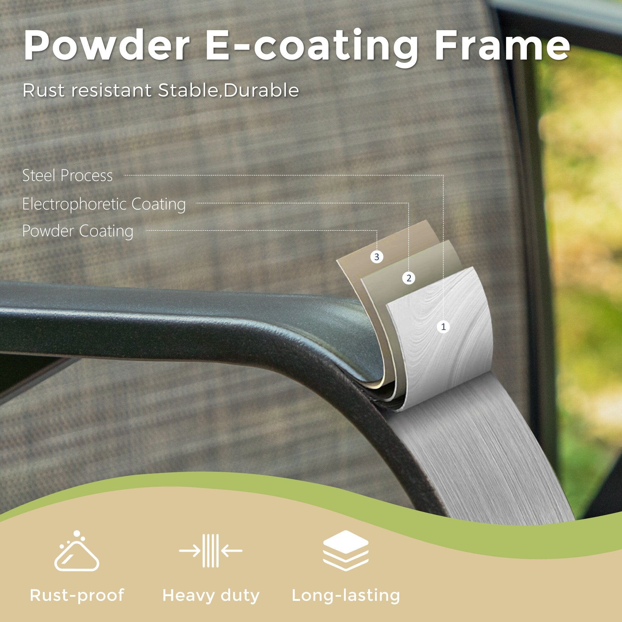 3/5-Piece Patio Bar Stool Set Wood-look Table & Grey Textilene Sling Fabric Swivel Bar Stools