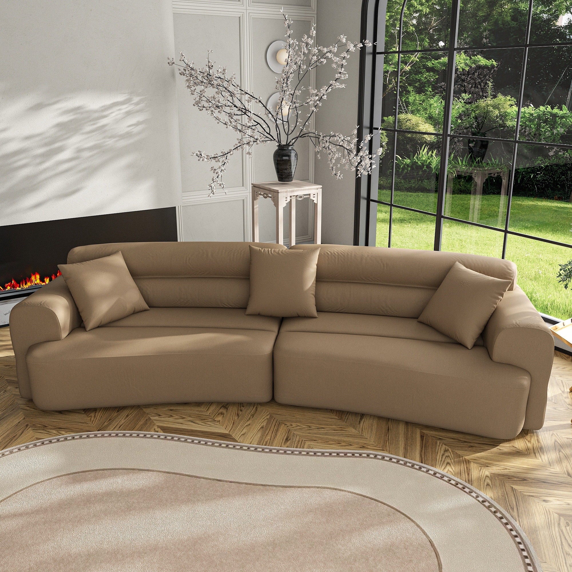 Canapé 3 à 5 places confortable et rembourré avec 3 coussins moelleux