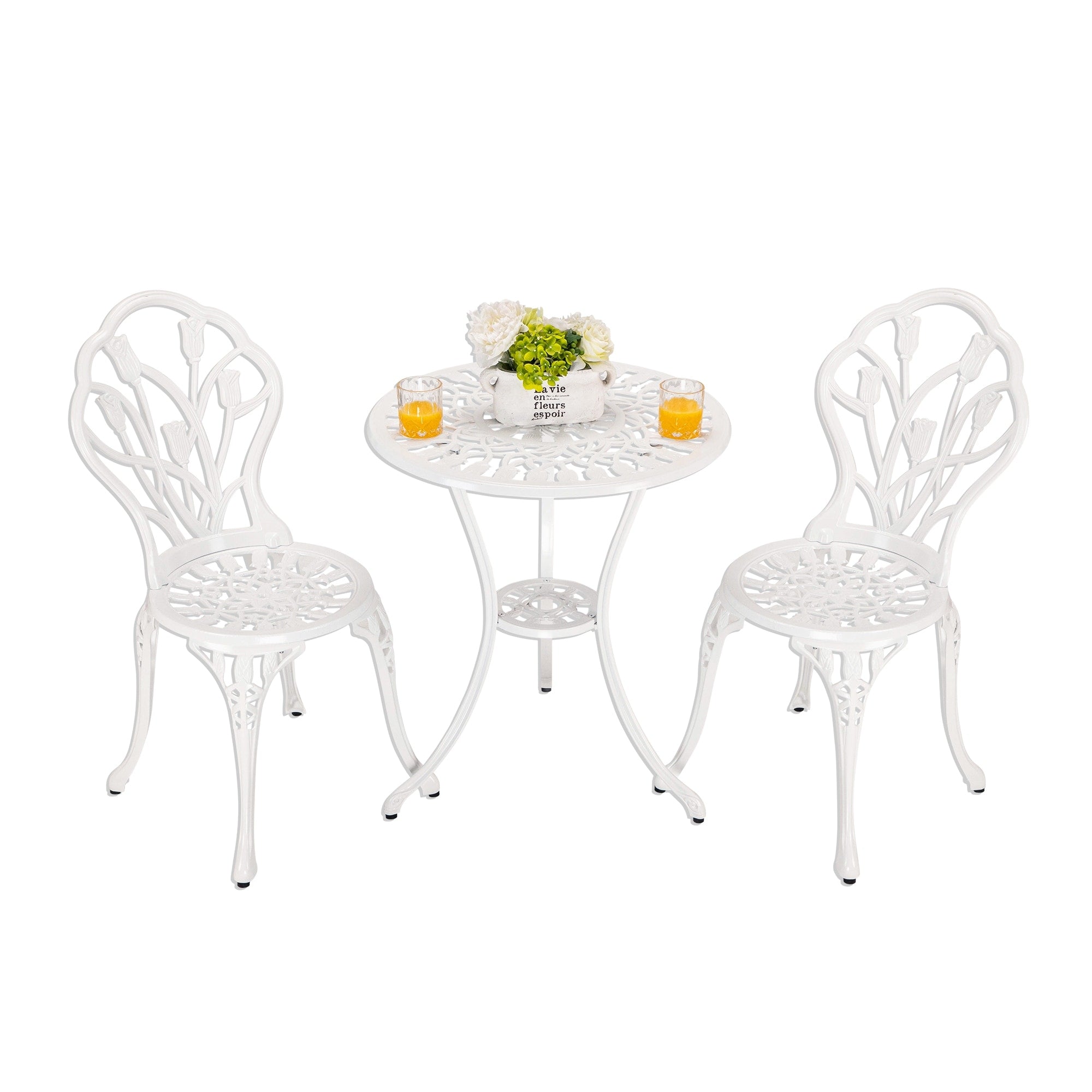 3-Piece Aluminum Outdoor Patio Tulip Sets With Table
