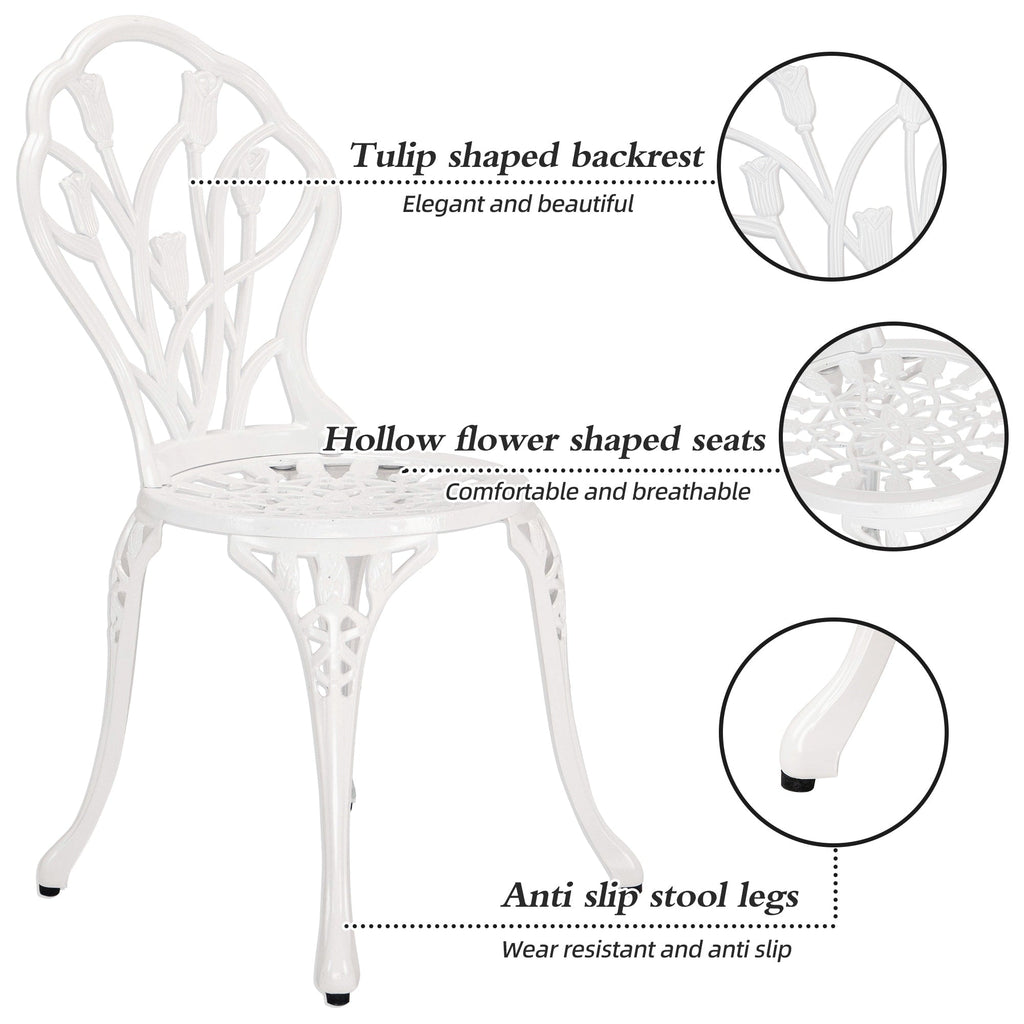 3-Piece Aluminum Outdoor Patio Tulip Sets With Table