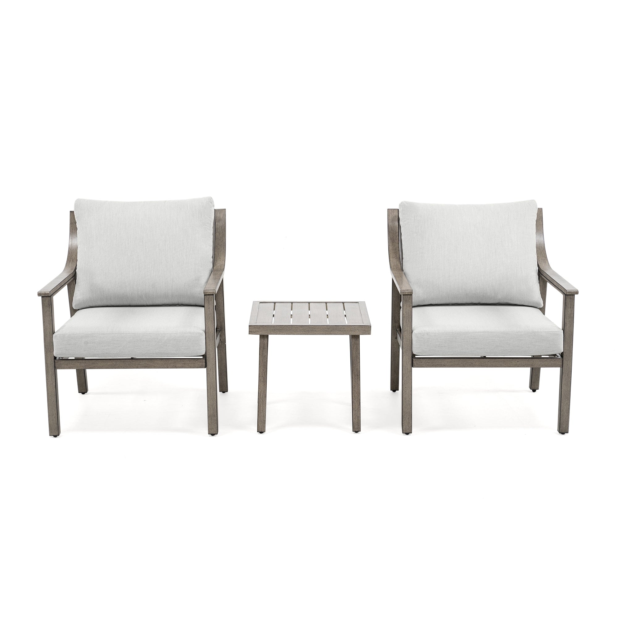 3-Piece Aluminum Patio Conversation Set with End Table and Cushions