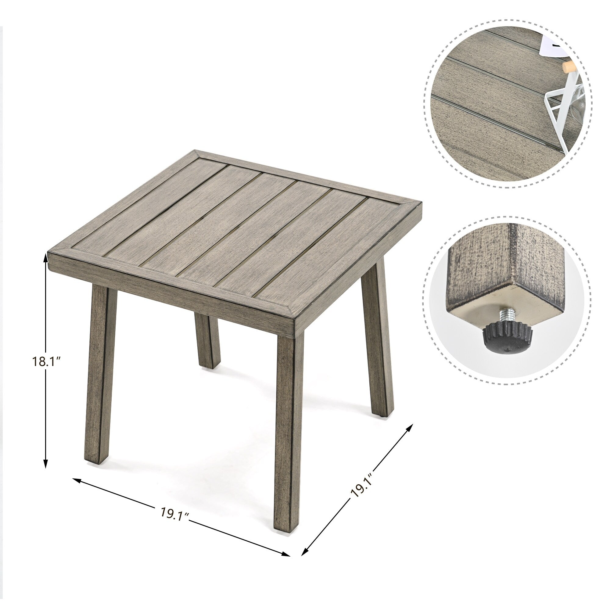 3-Piece Aluminum Patio Conversation Set with End Table and Cushions
