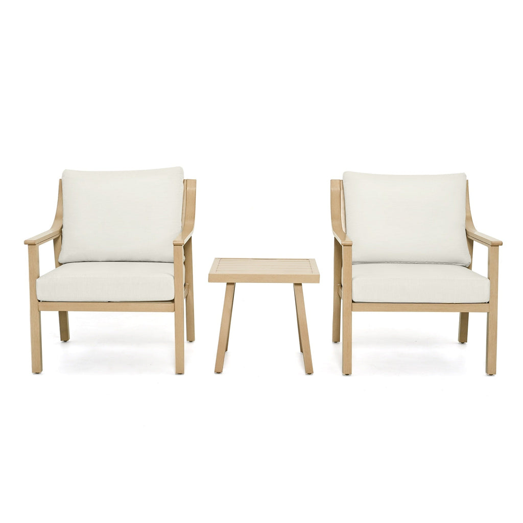 3-Piece Aluminum Patio Conversation Set with End Table and Cushions