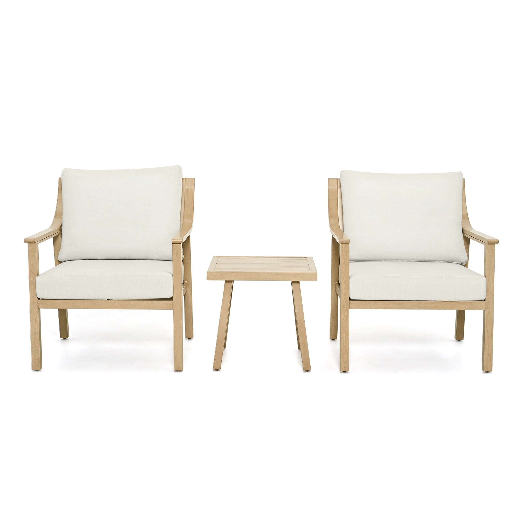 3-Piece Aluminum Patio Conversation Set with End Table and Cushions