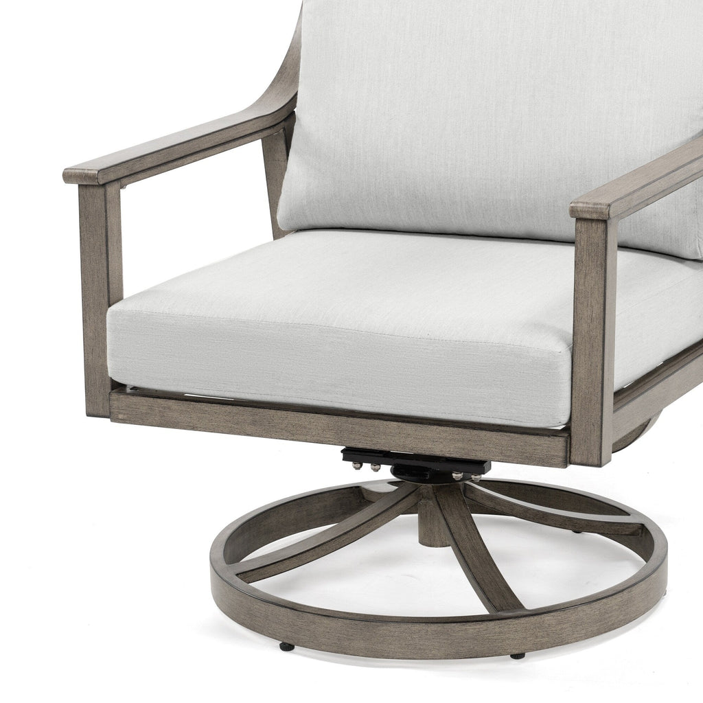 3-Piece Aluminum Patio Conversation Set with Swivel Chairs, End Table and Cushions