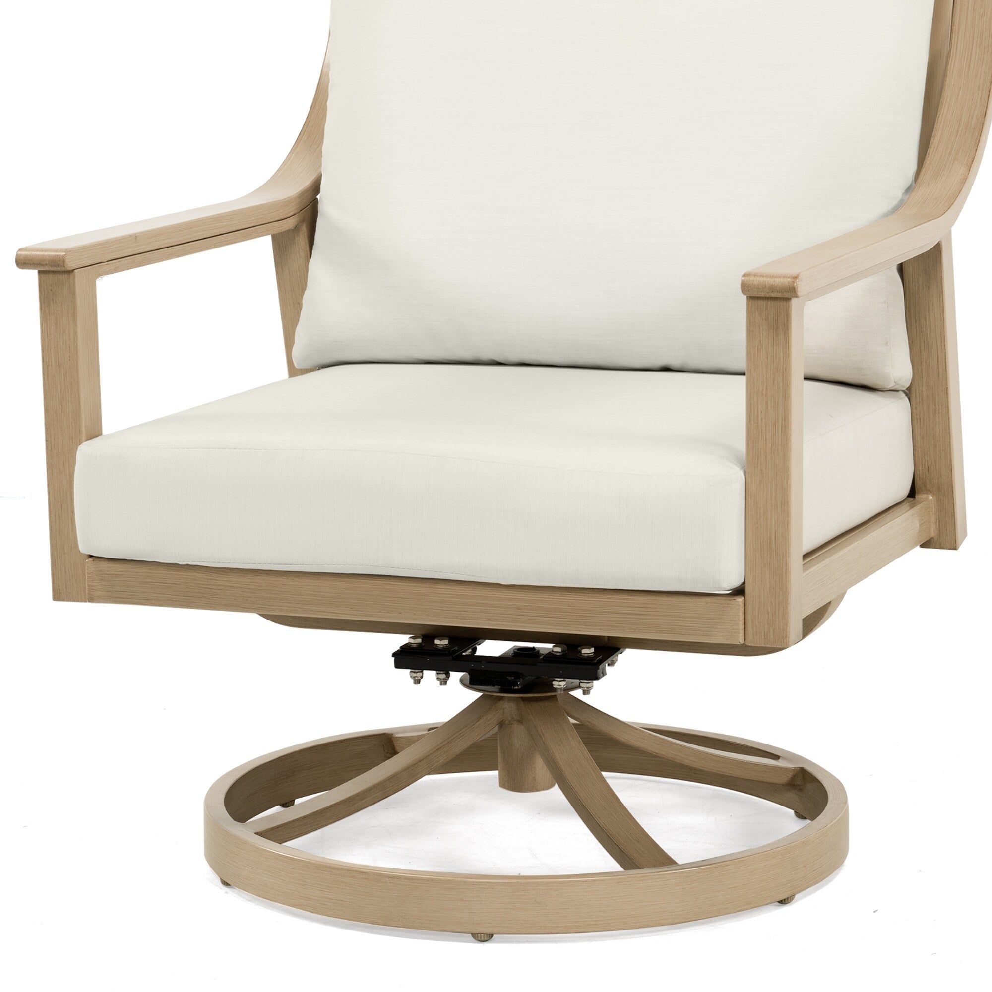 3-Piece Aluminum Patio Conversation Set with Swivel Chairs, End Table and Cushions