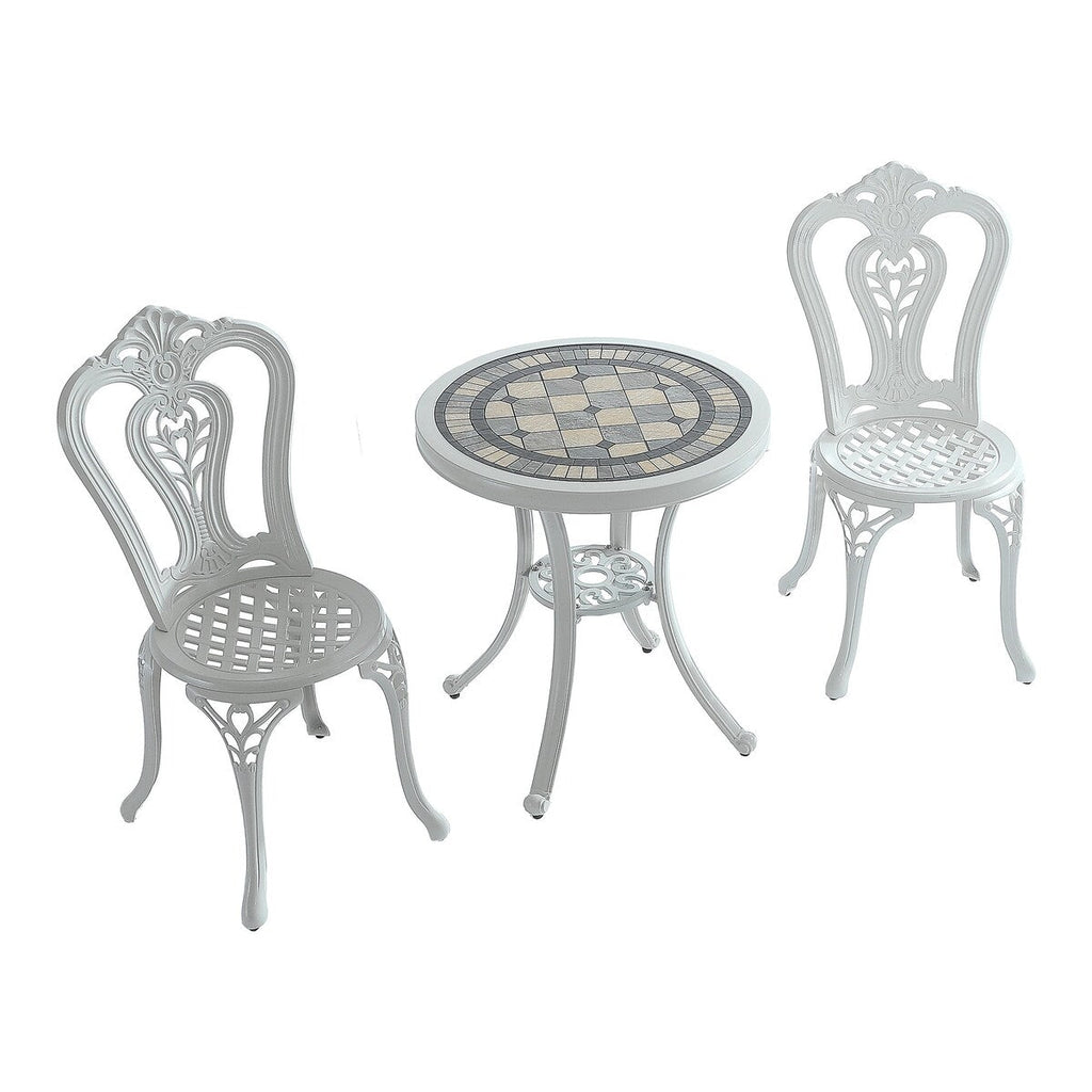 3-Piece Cast Aluminum Bistro Table and Chairs Set