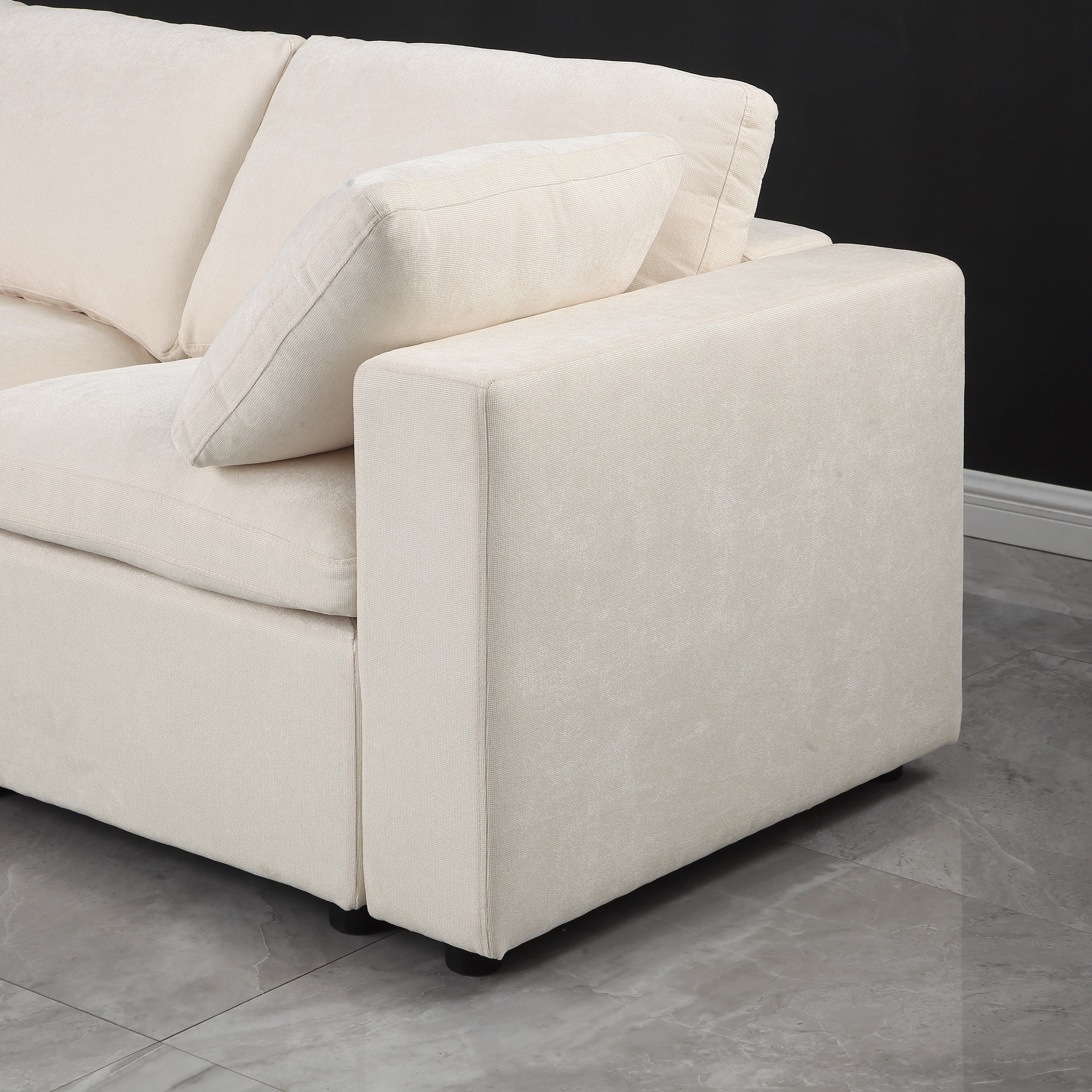 Ensemble de canapés modulaires sectionnels en chenille 3 pièces avec fauteuils sans accoudoirs et fauteuils d'angle