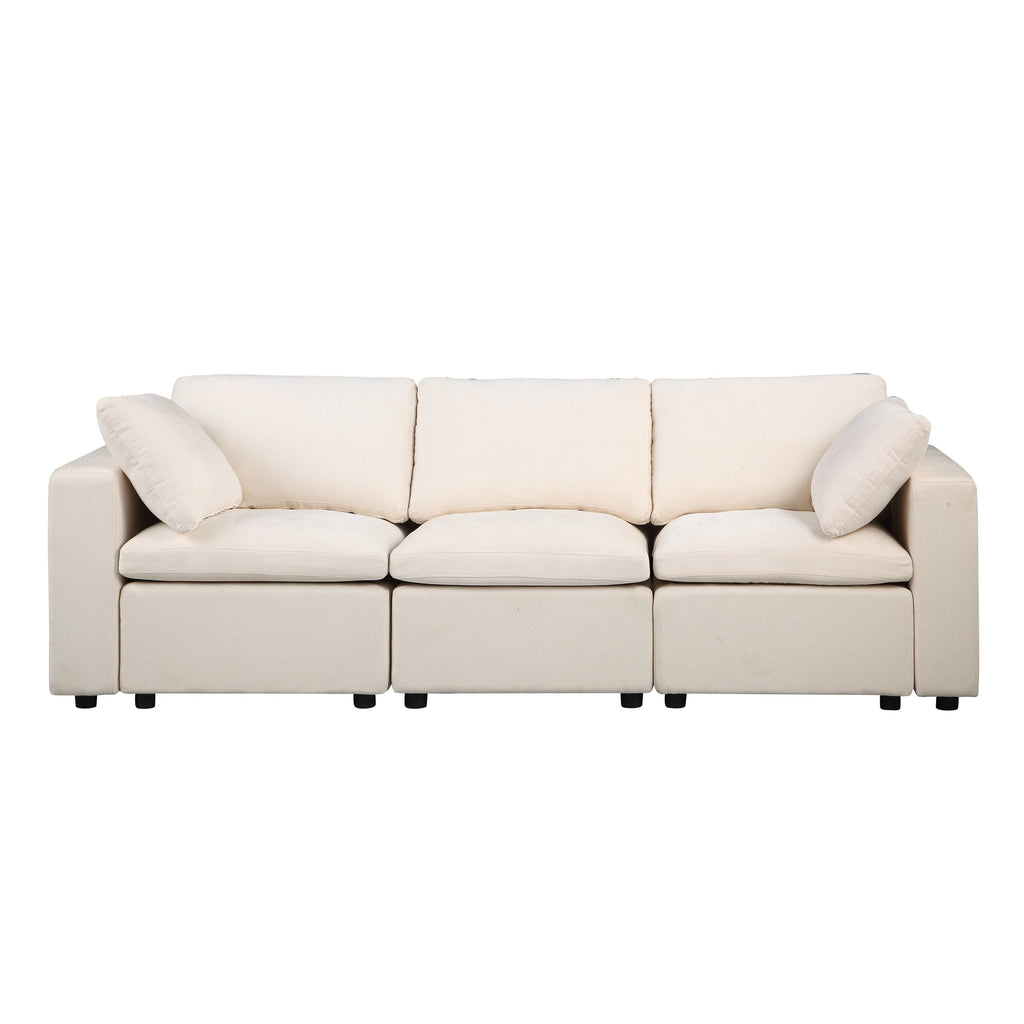 Ensemble de canapés modulaires sectionnels en chenille 3 pièces avec fauteuils sans accoudoirs et fauteuils d'angle
