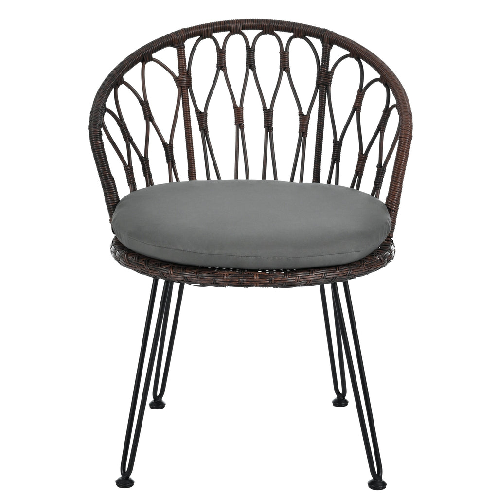 3-Piece Outdoor Patio Rattan Conversation Leisure Chairs Set with 2 Chair and Glass Coffee Table