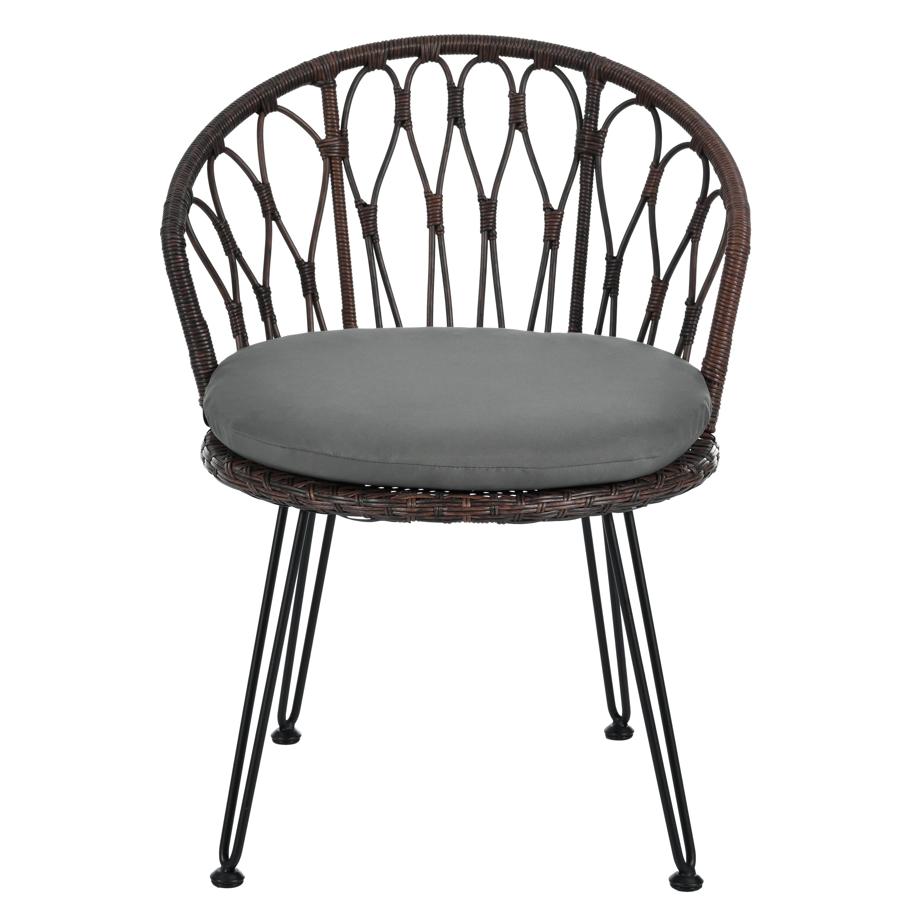 3-Piece Outdoor Patio Rattan Conversation Leisure Chairs Set with 2 Chair and Glass Coffee Table