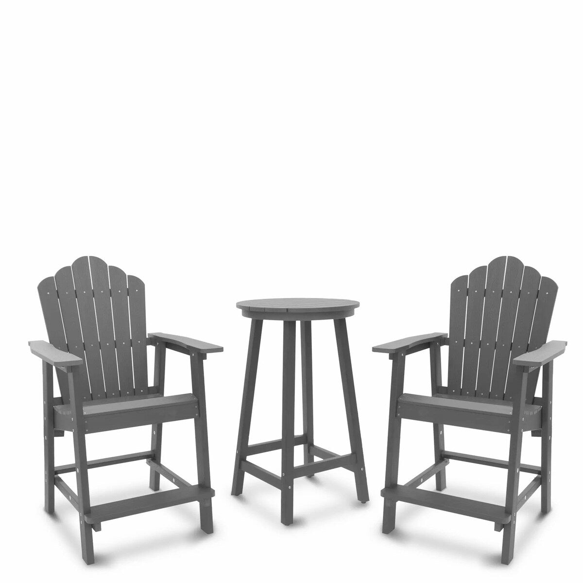 3-Piece Plastic Outdoor Patio Adirondack Chair and Table Set