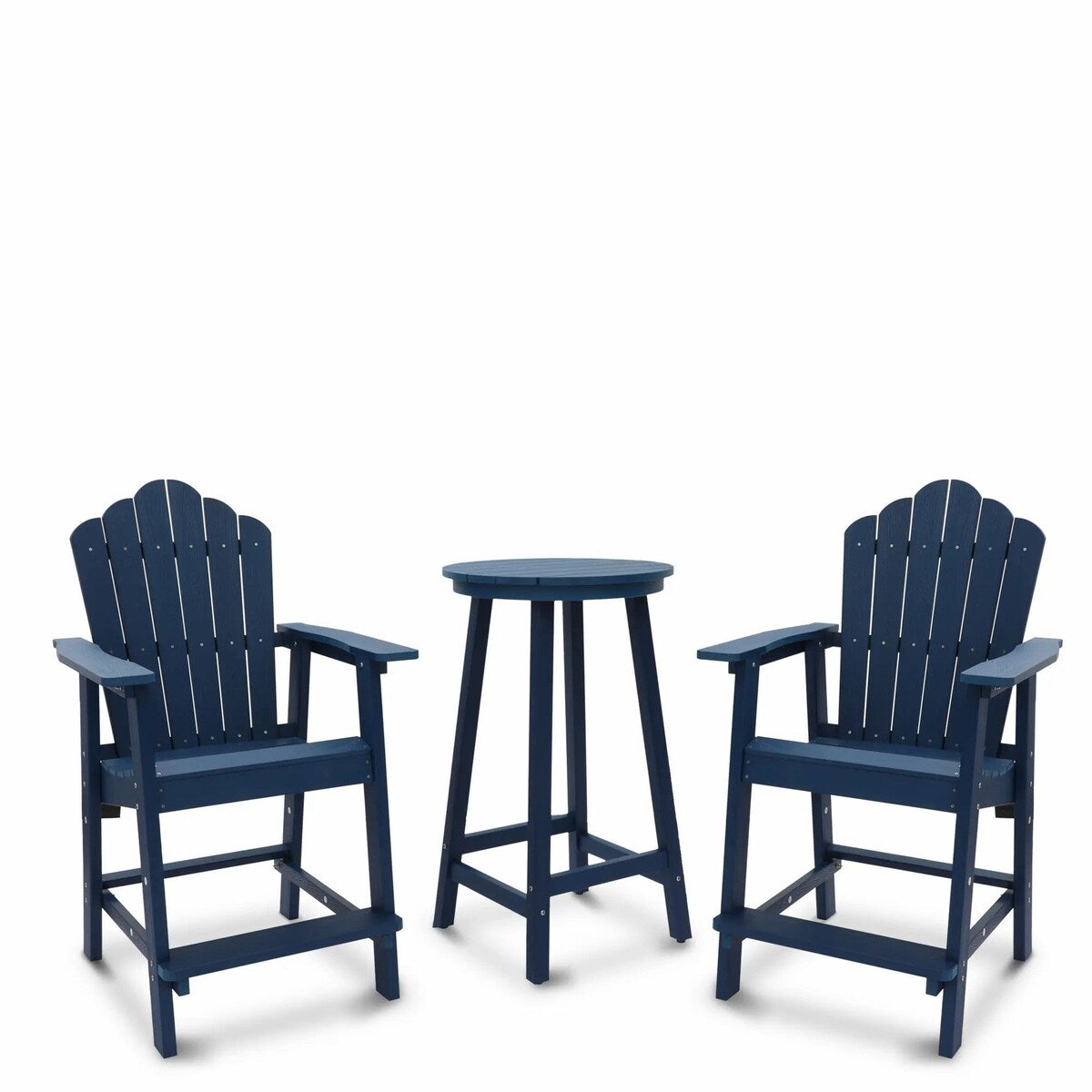 3-Piece Plastic Outdoor Patio Adirondack Chair and Table Set