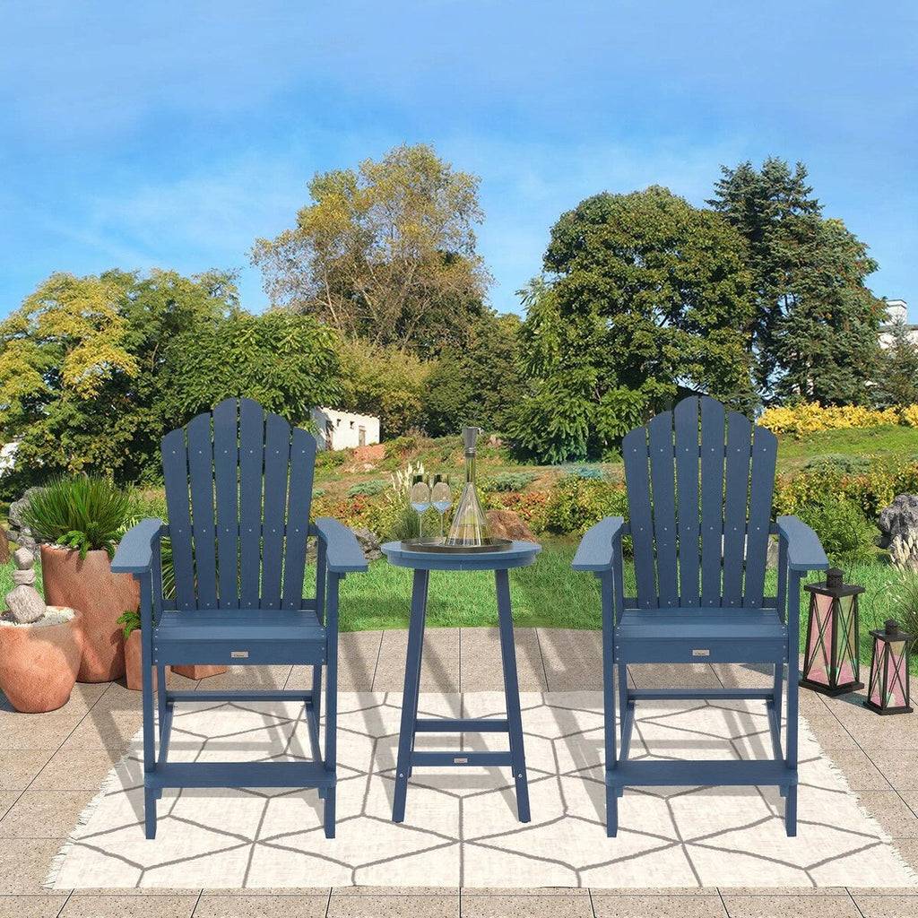 3-Piece Plastic Outdoor Patio Adirondack Chair and Table Set