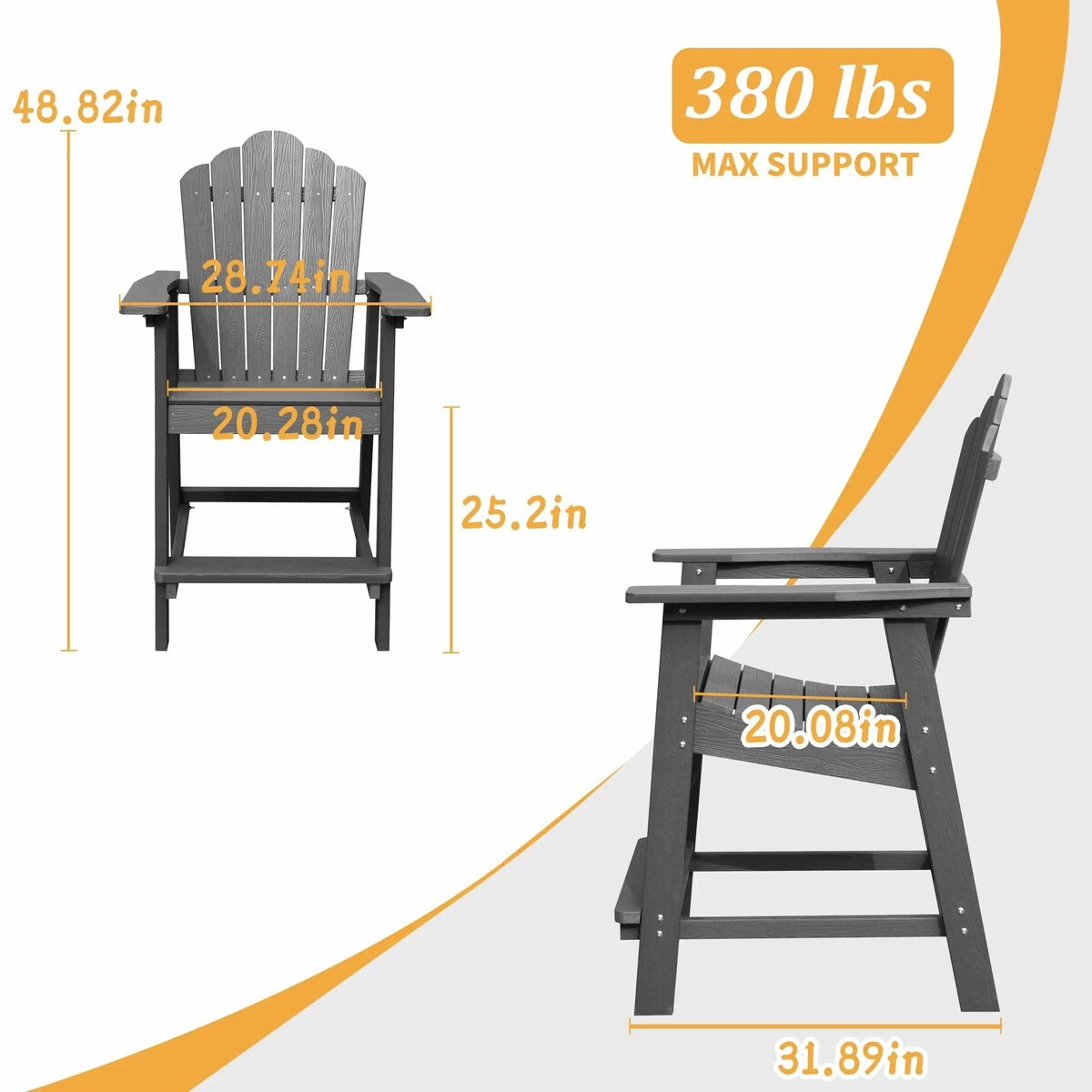 3-Piece Plastic Outdoor Patio Adirondack Chair and Table Set