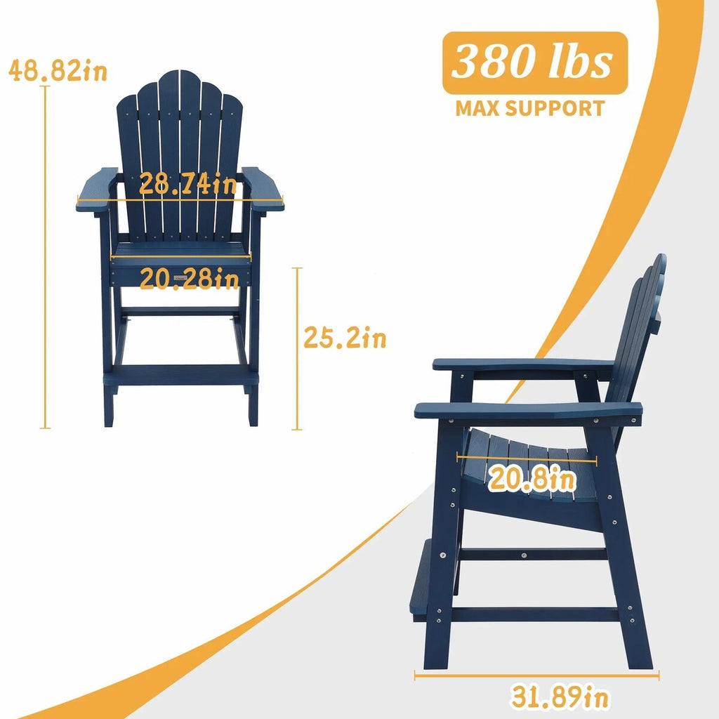 3-Piece Plastic Outdoor Patio Adirondack Chair and Table Set