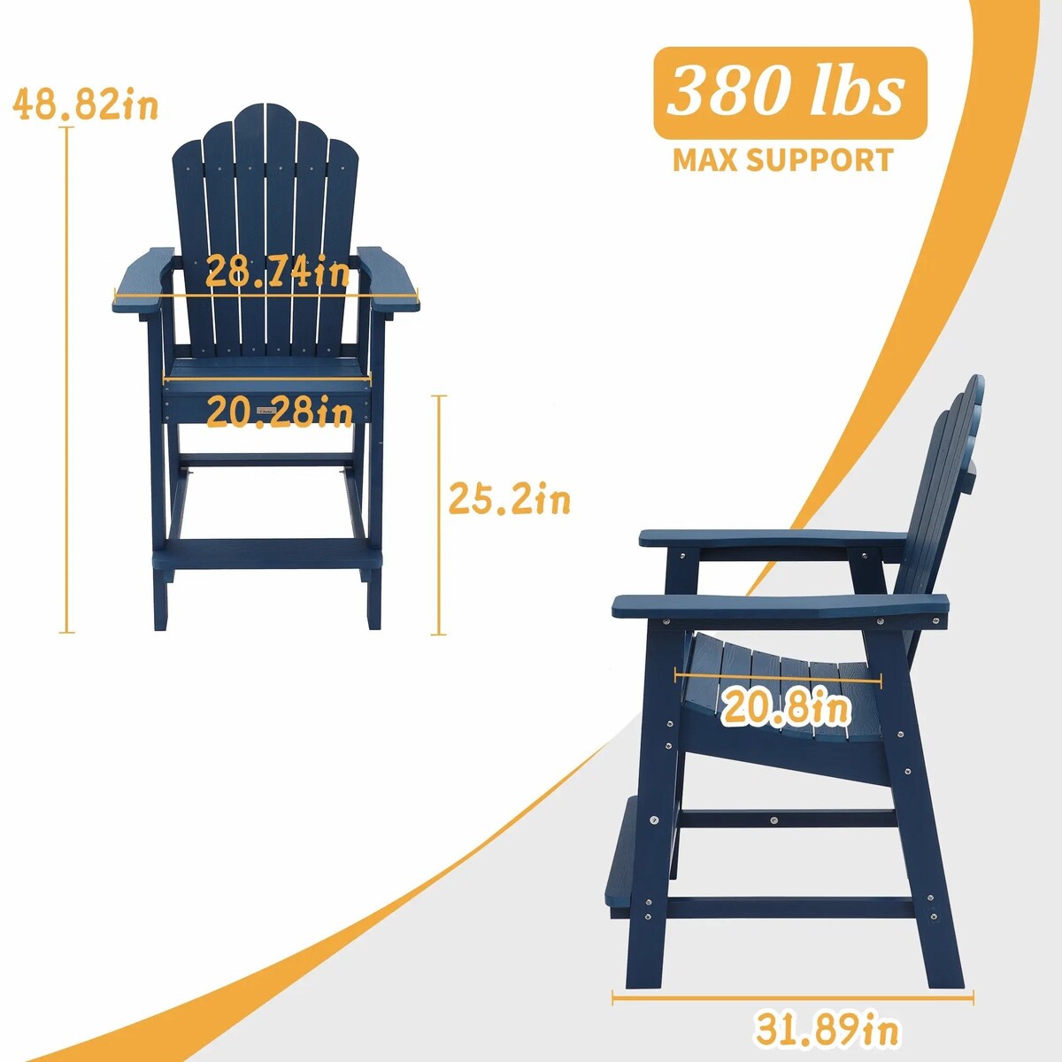 3-Piece Plastic Outdoor Patio Adirondack Chair and Table Set