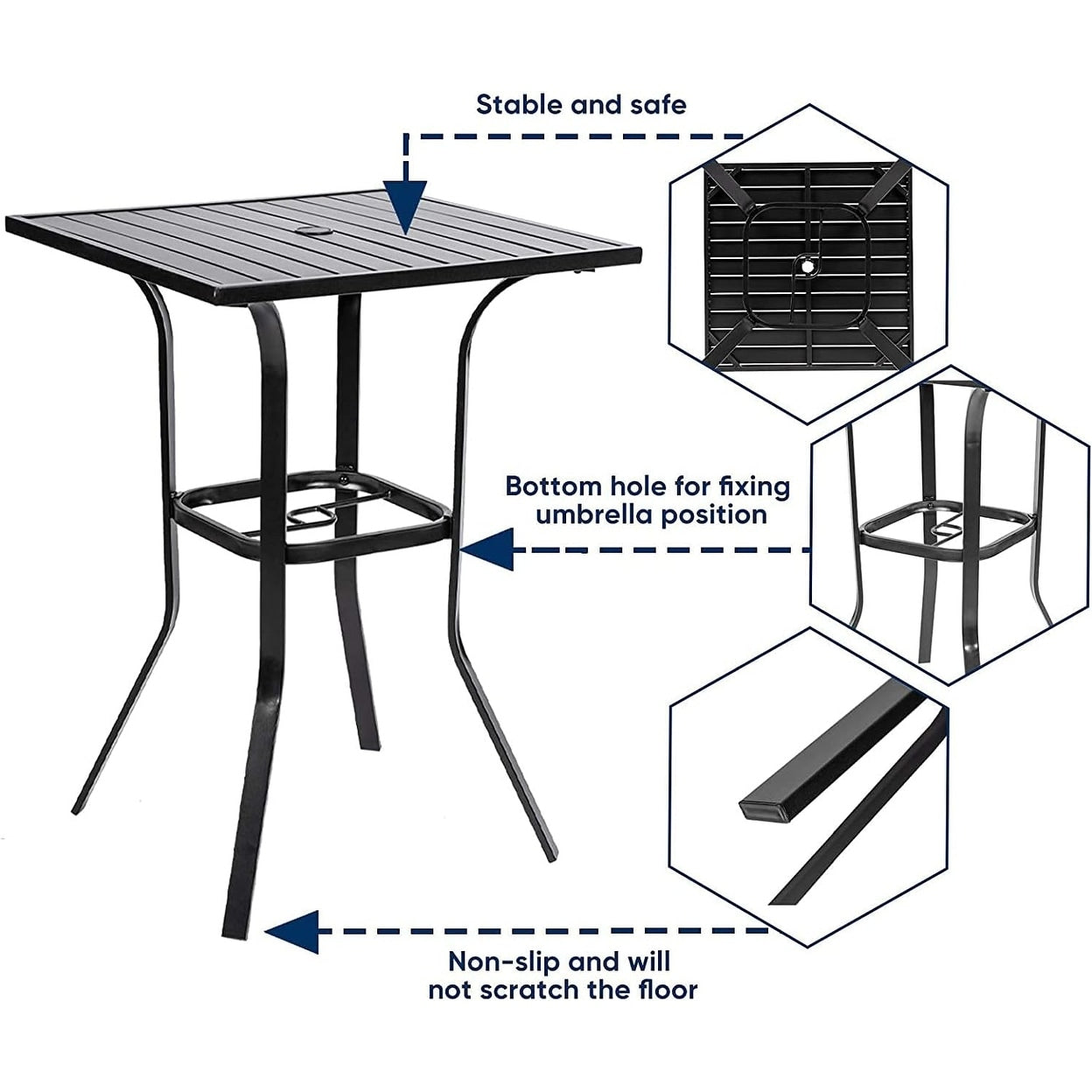 3-Piece Outdoor Patio Metal High Seating Swivel Bistro Set - 3-Pieces