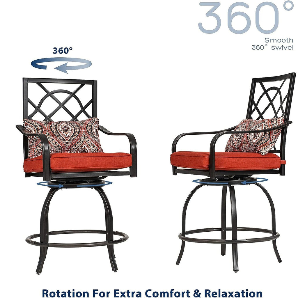 3-Piece Outdoor Patio Metal High Seating Swivel Bistro Set - 3-Pieces